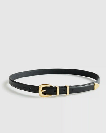 Lola European Leather Western Skinny Belt