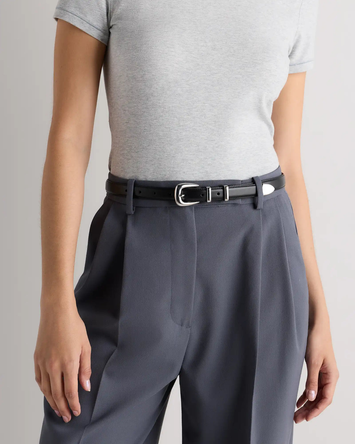 Lola European Leather Western Skinny Belt