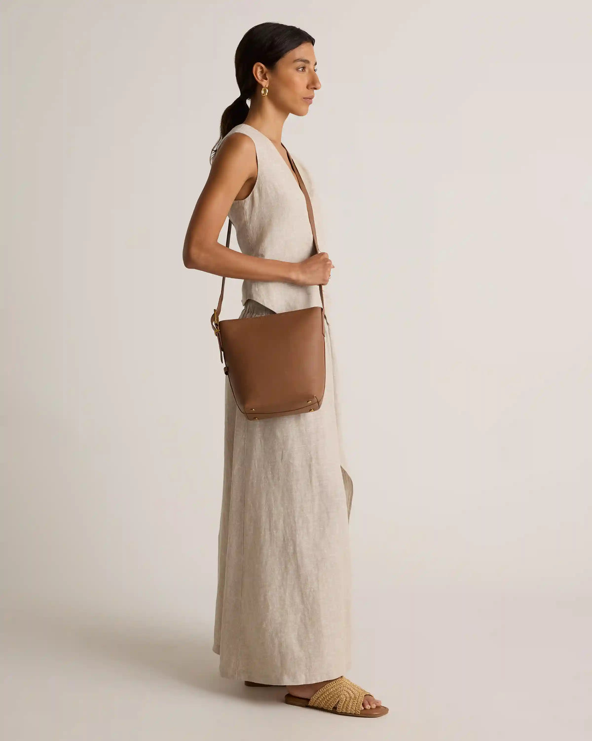 Italian Leather Bucket Crossbody
