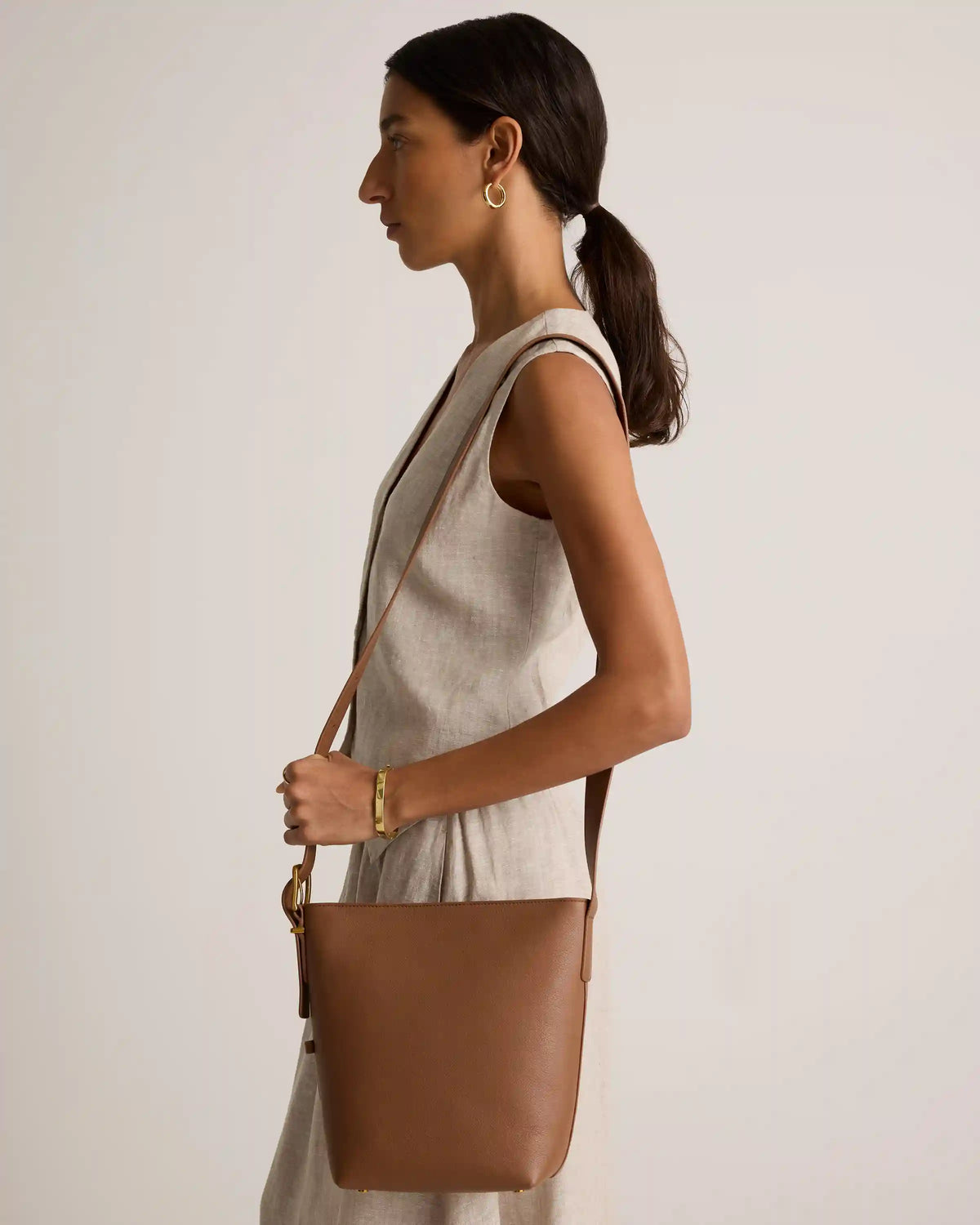 Italian Leather Bucket Crossbody