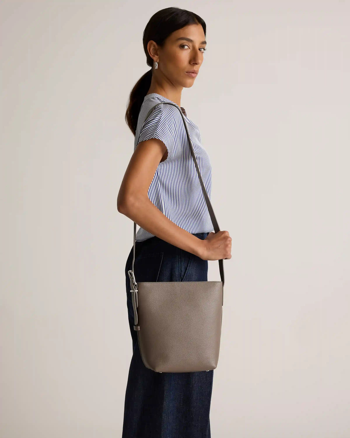 Italian Leather Bucket Crossbody
