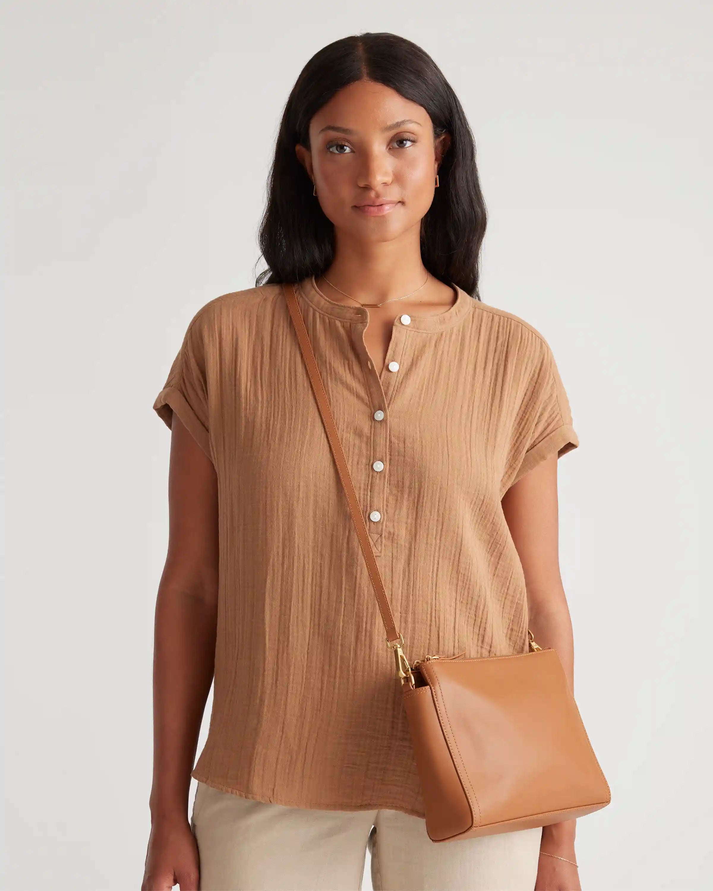 Italian Leather Triple Compartment Crossbody