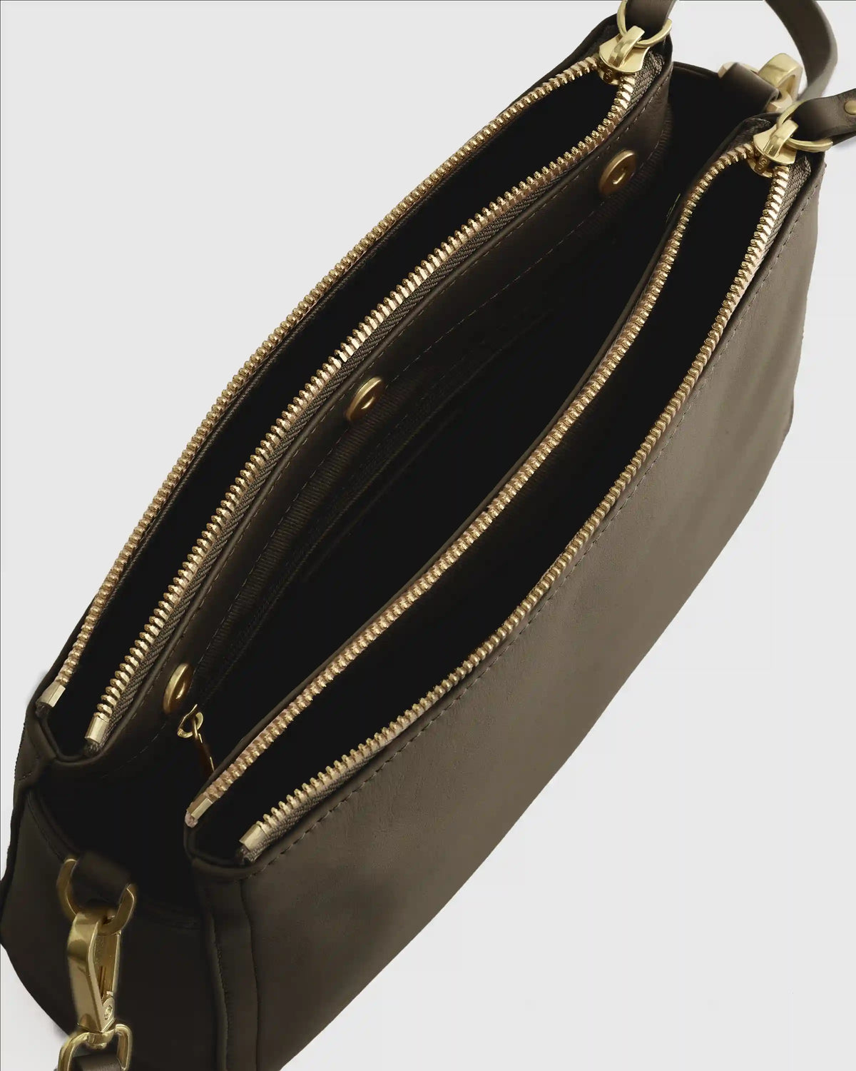 Italian Leather Triple Compartment Crossbody
