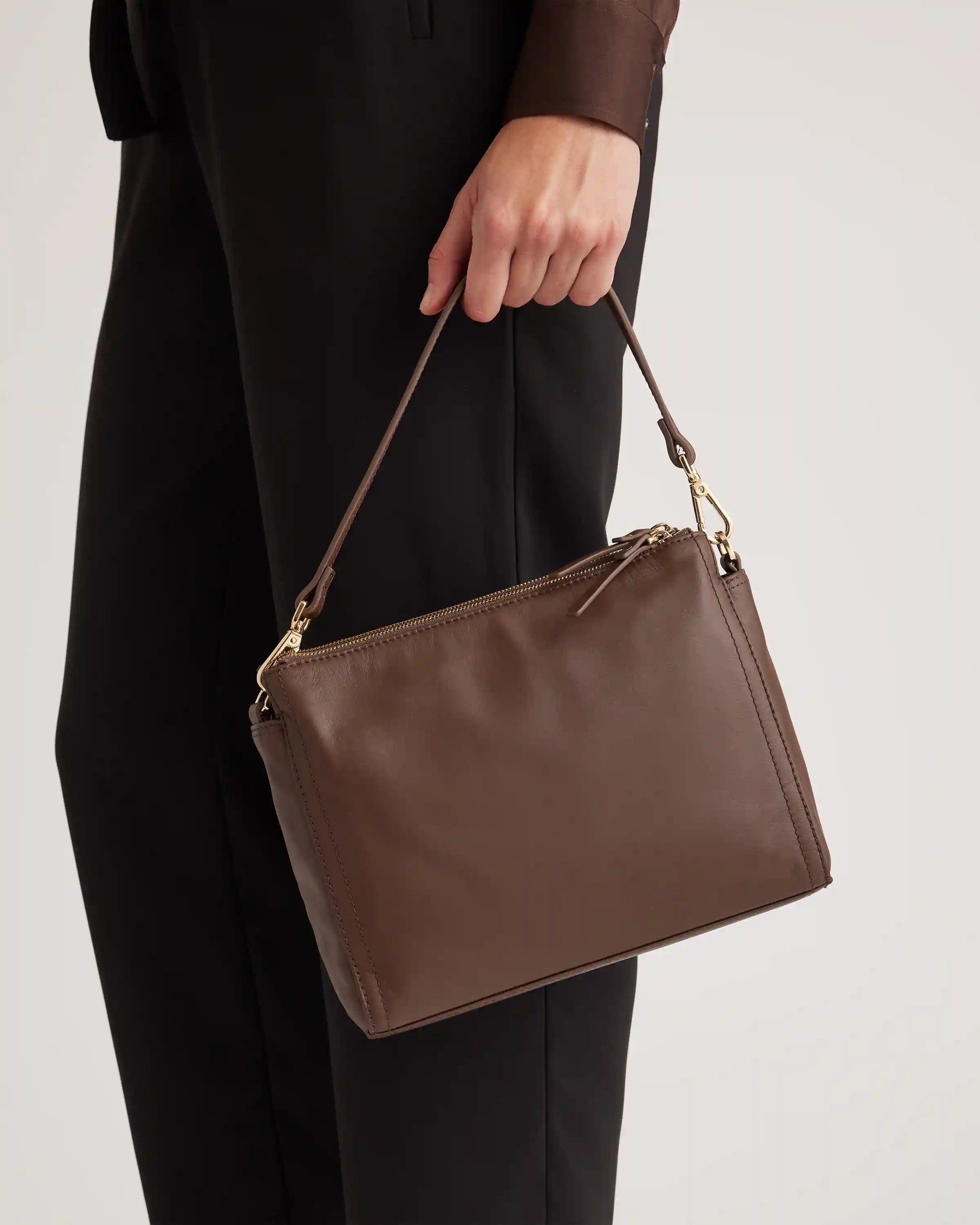 Italian Leather Triple Compartment Crossbody