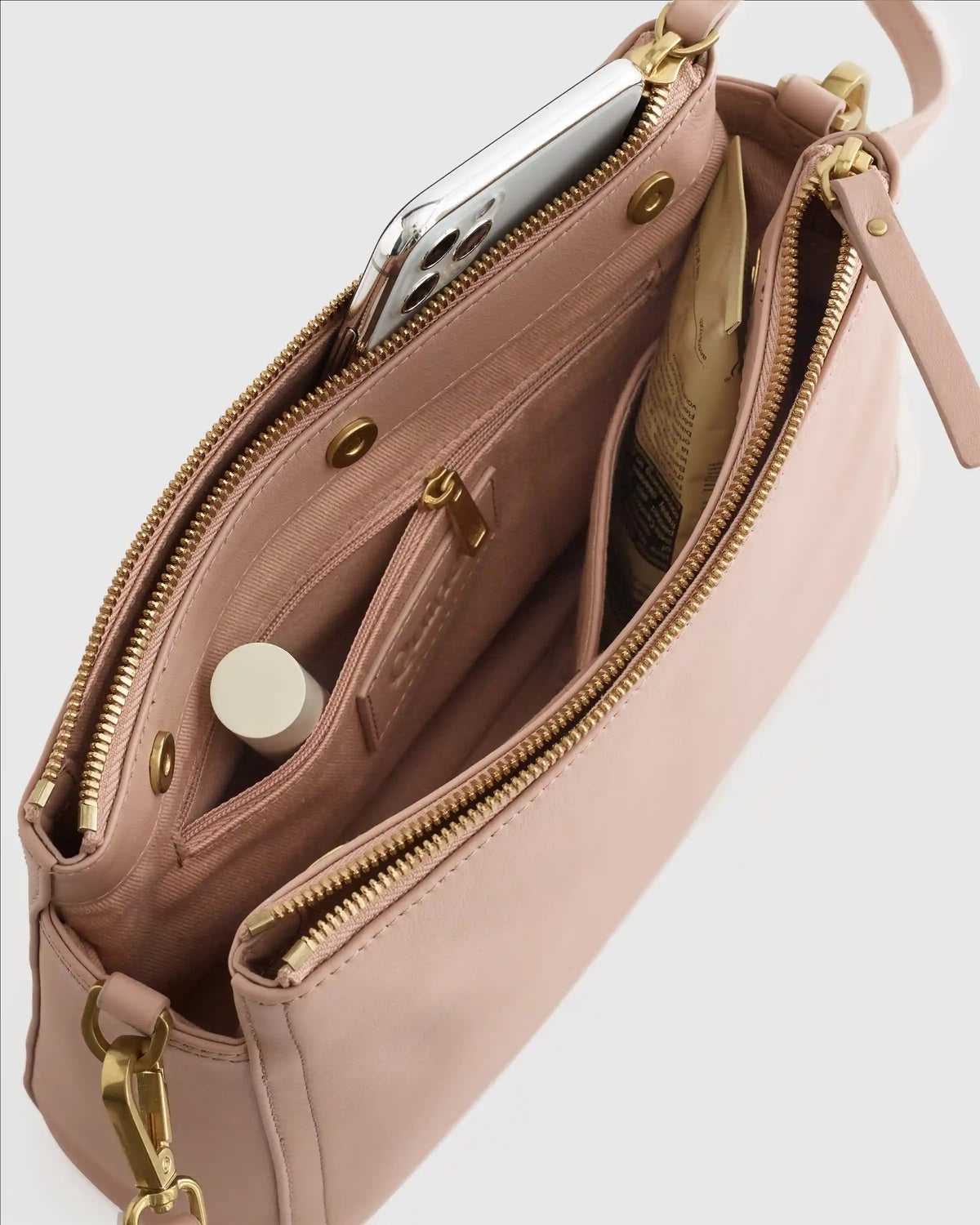 Italian Leather Triple Compartment Crossbody