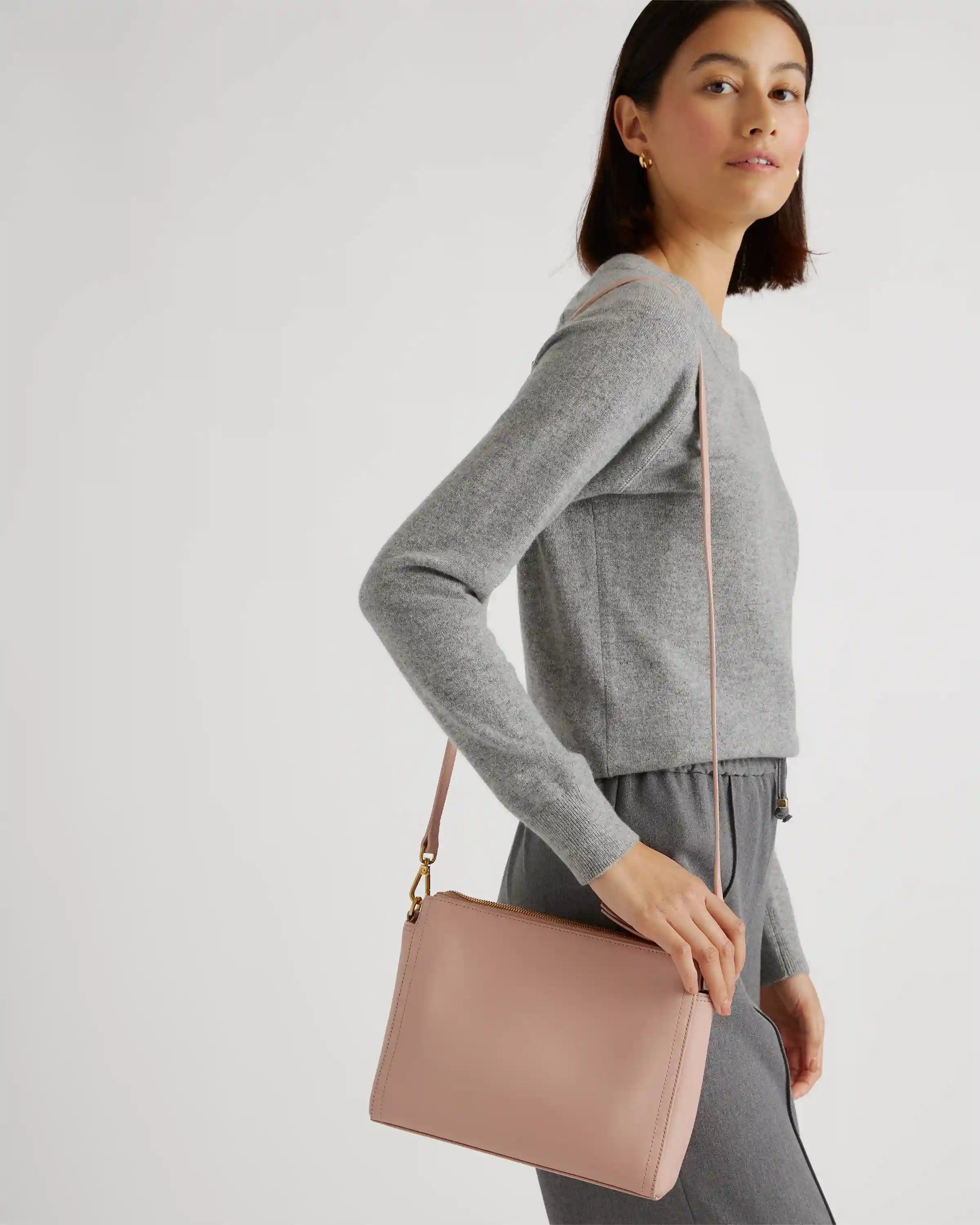 Italian Leather Triple Compartment Crossbody