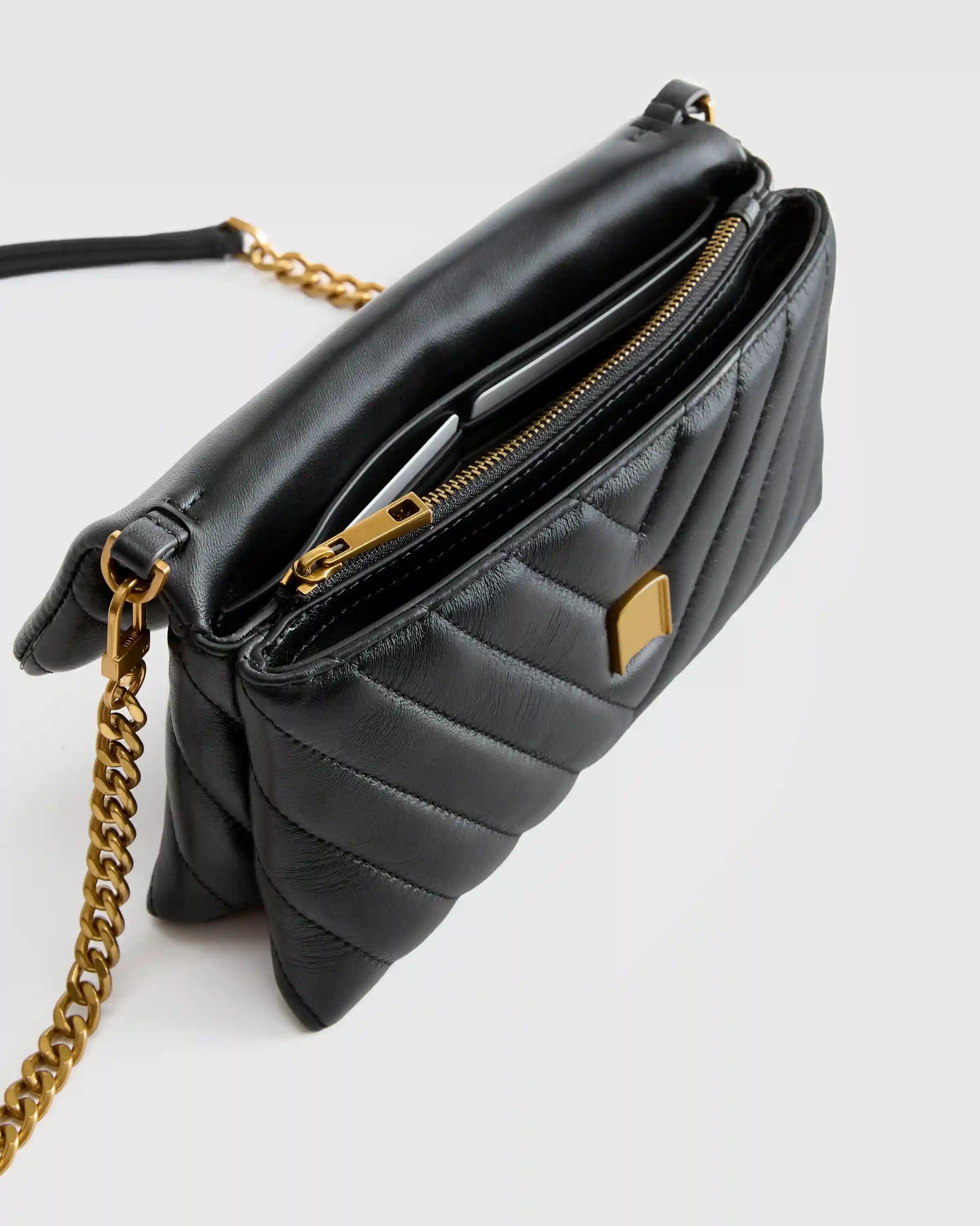 Italian Leather Quilted Wallet Crossbody