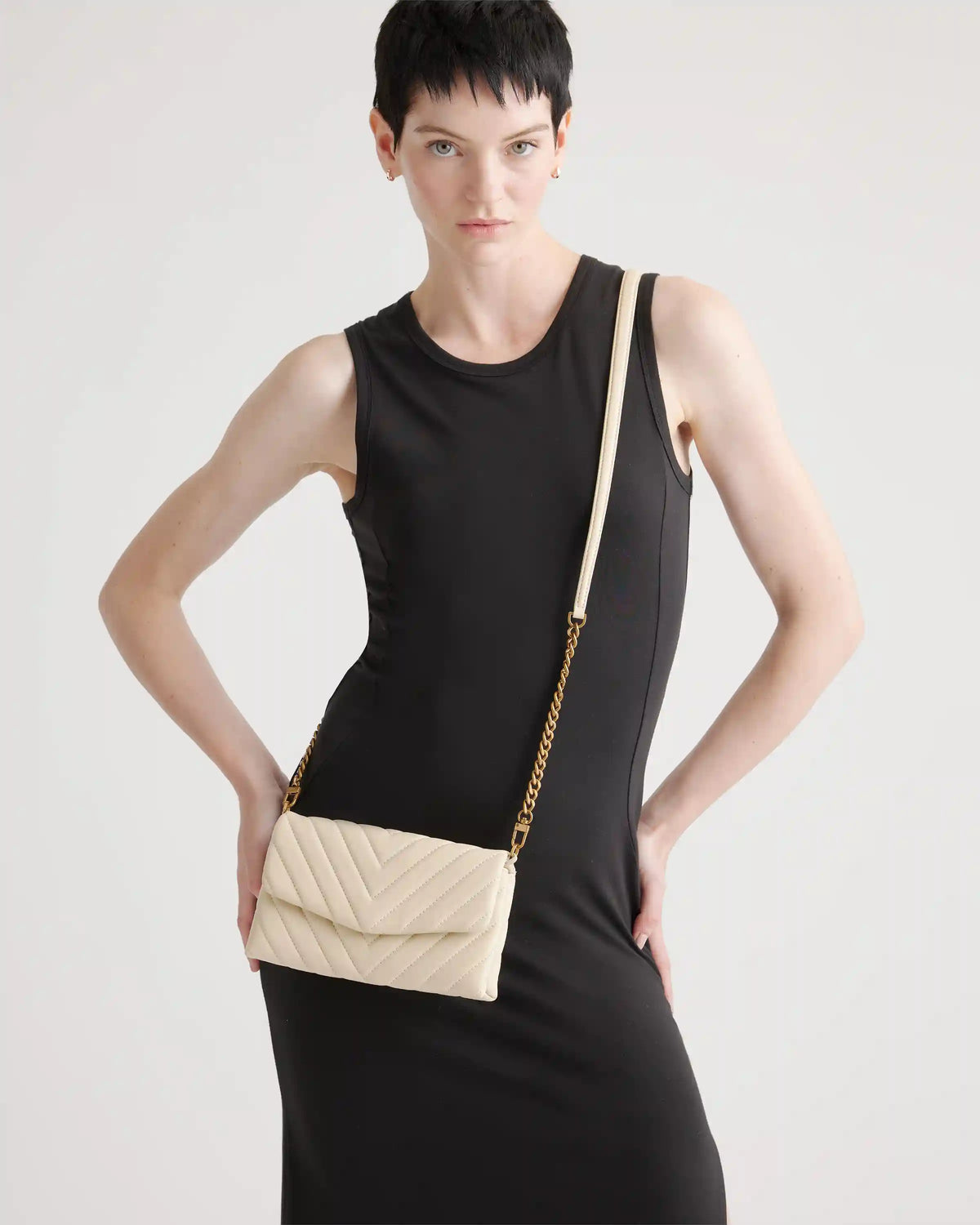 Italian Leather Quilted Wallet Crossbody