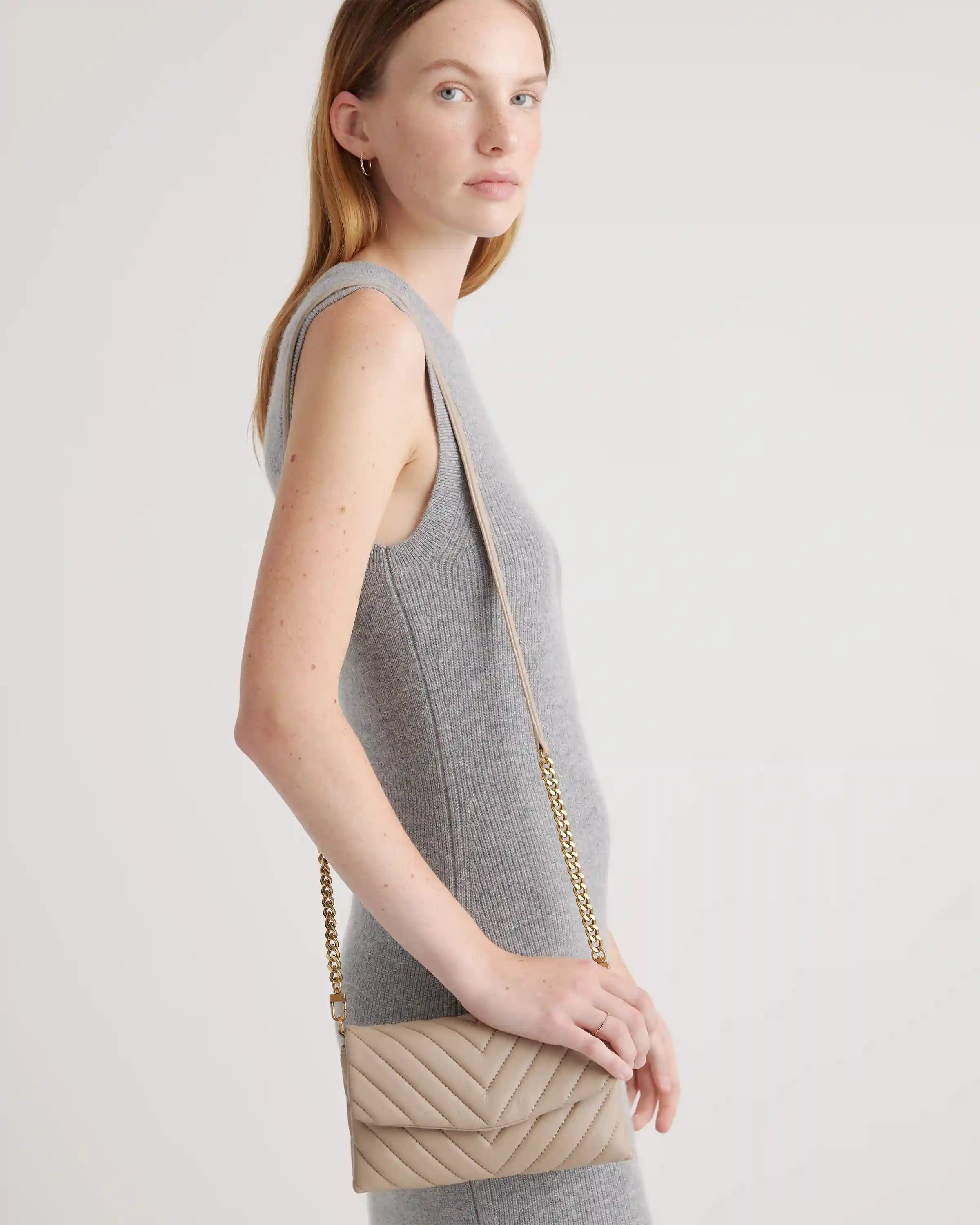 Italian Leather Quilted Wallet Crossbody