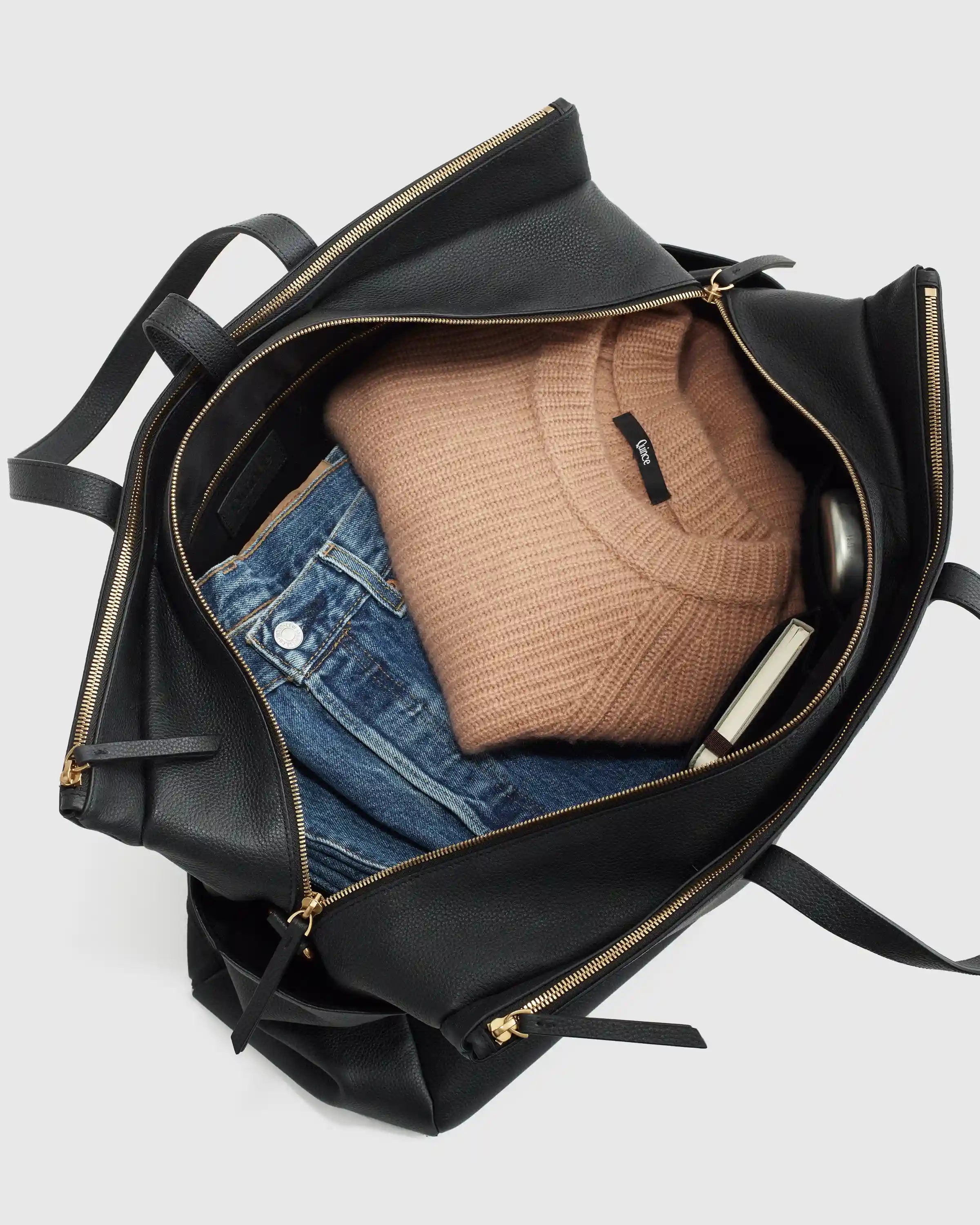 Italian Leather Triple Compartment Weekender