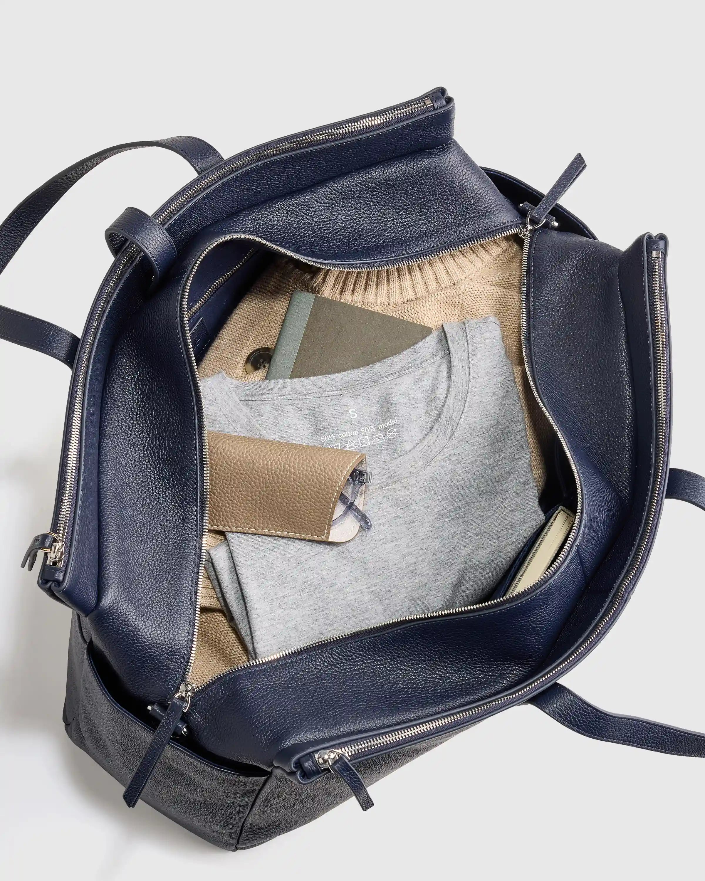 Italian Leather Triple Compartment Weekender