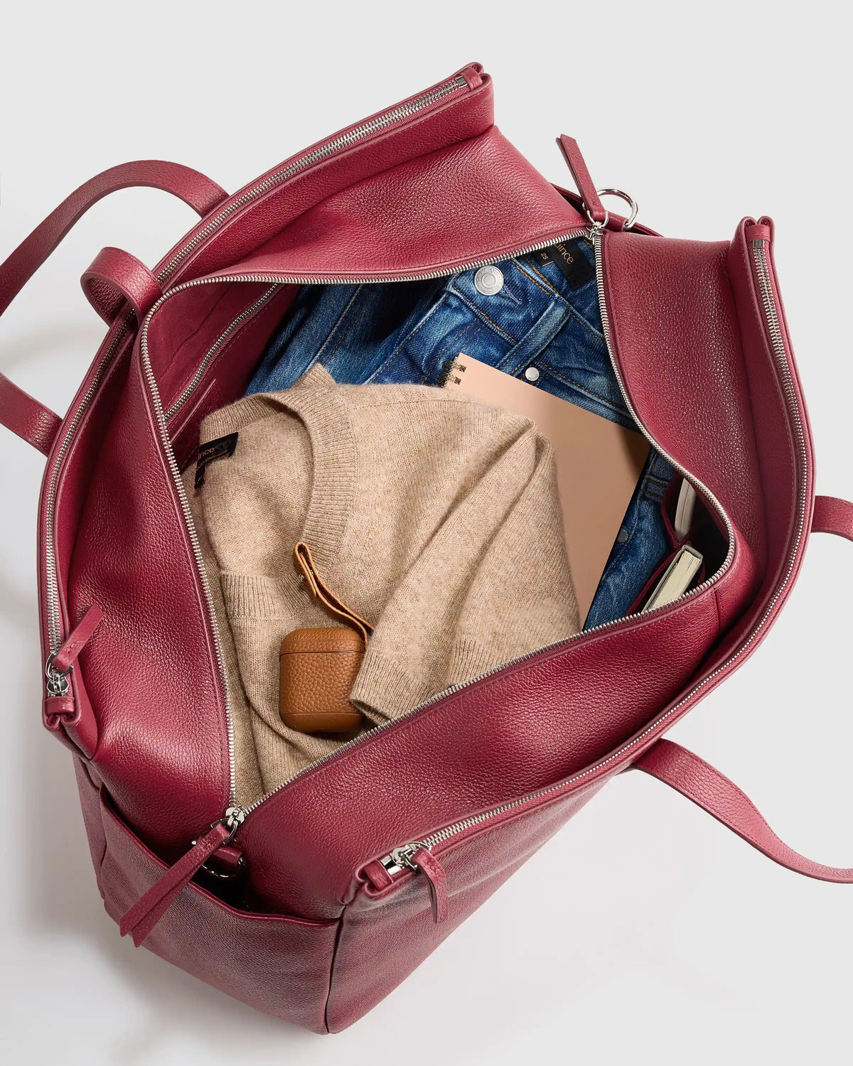Italian Leather Triple Compartment Weekender
