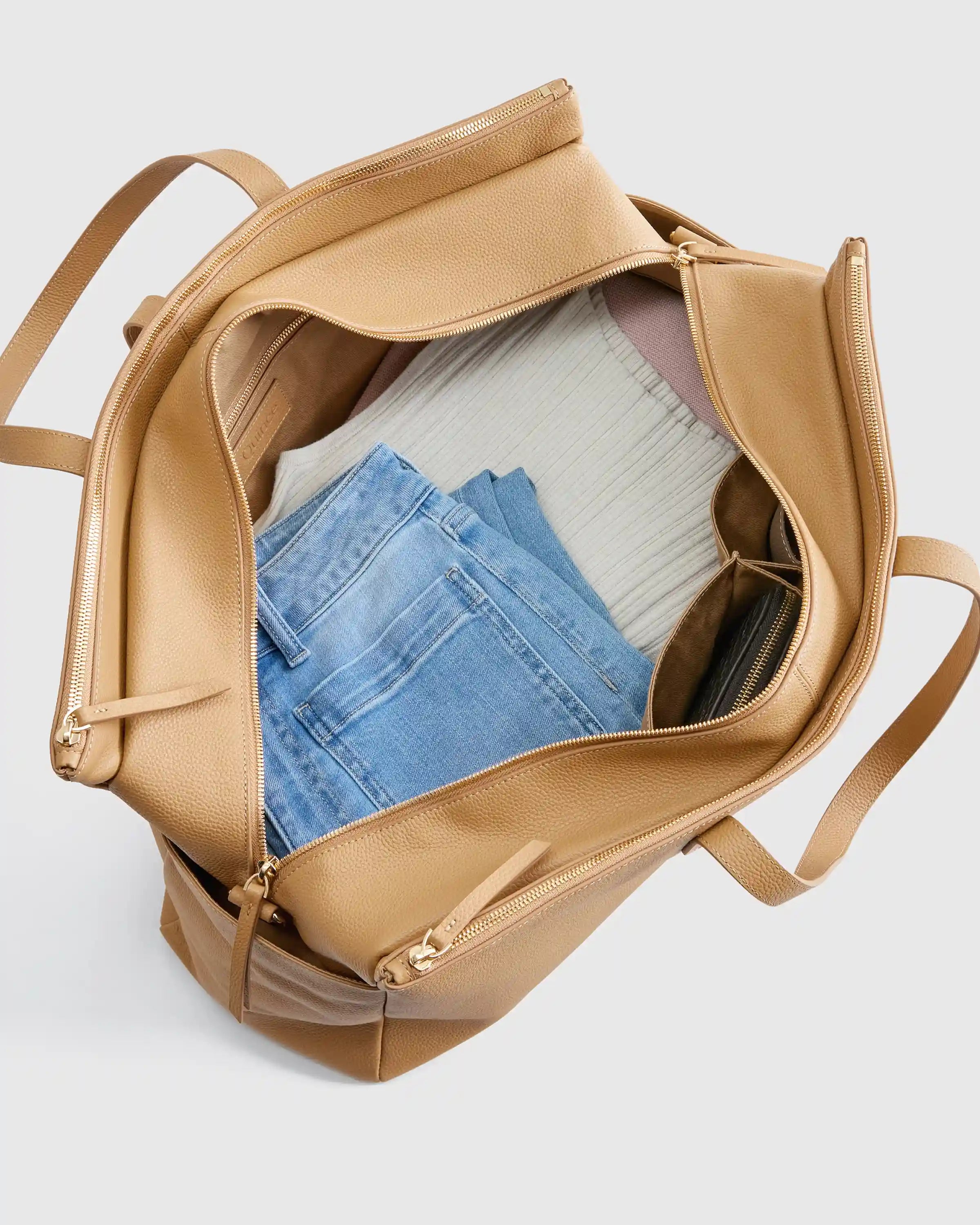 Italian Leather Triple Compartment Weekender