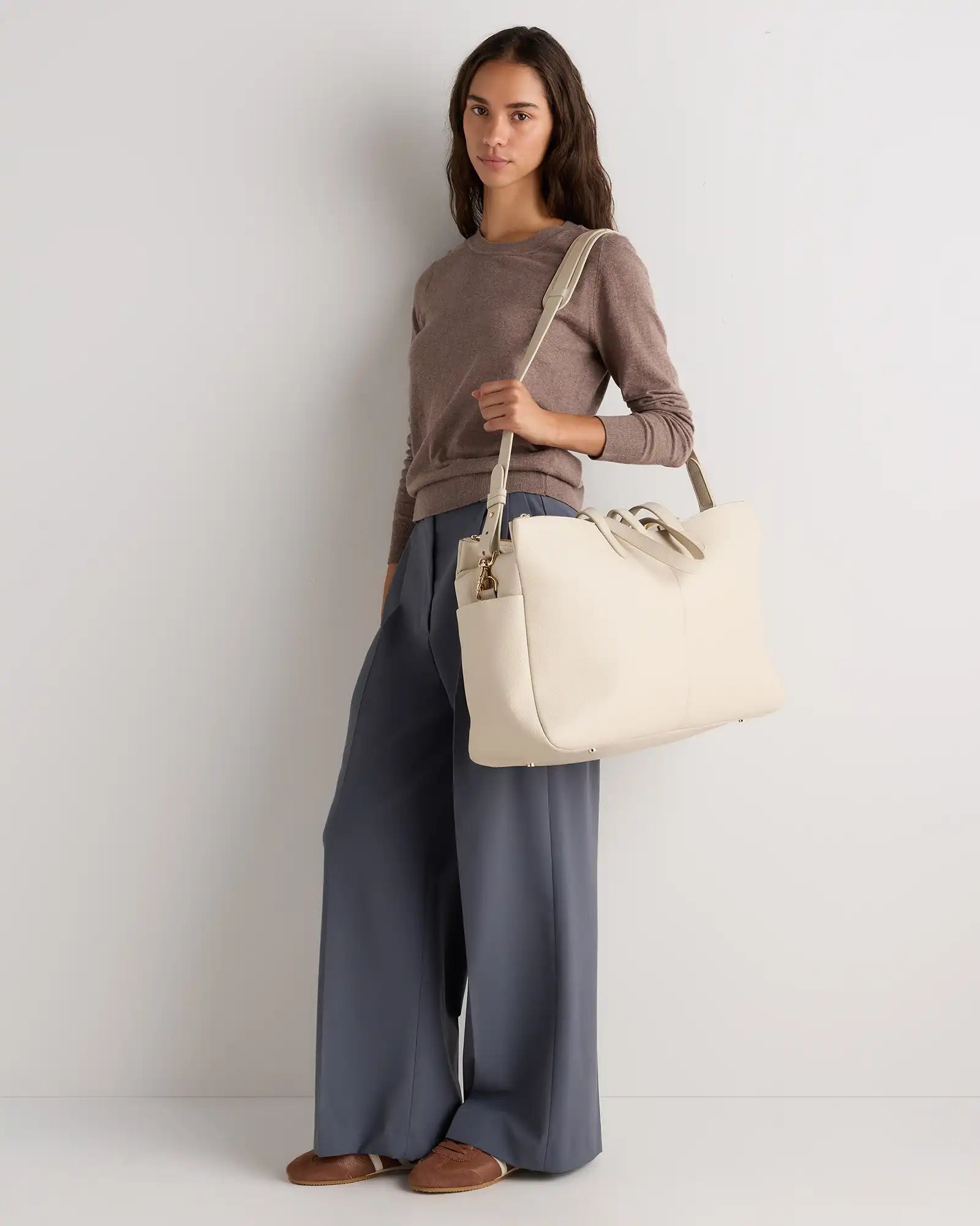 Italian Leather Triple Compartment Weekender