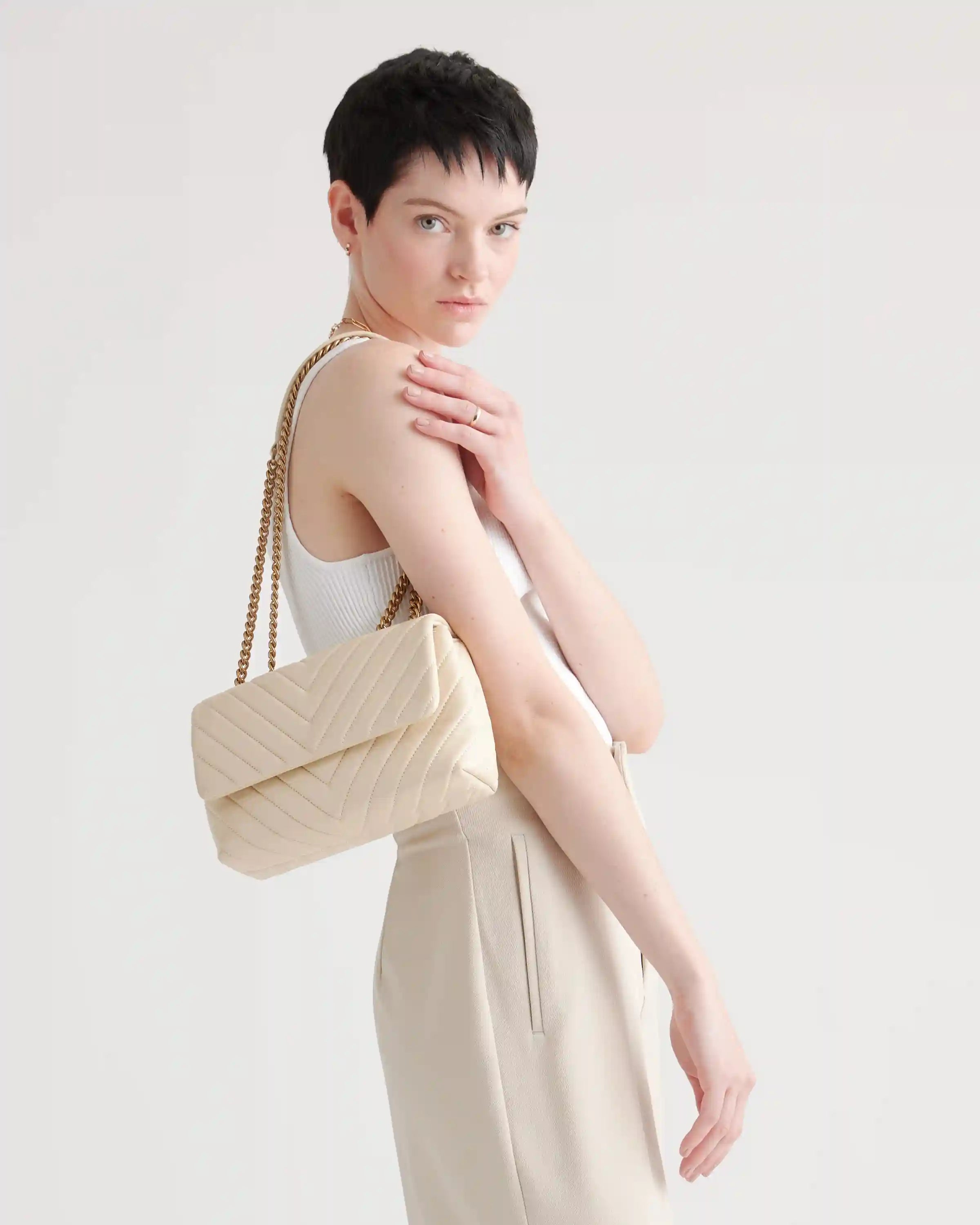 Italian Leather Quilted Convertible Crossbody