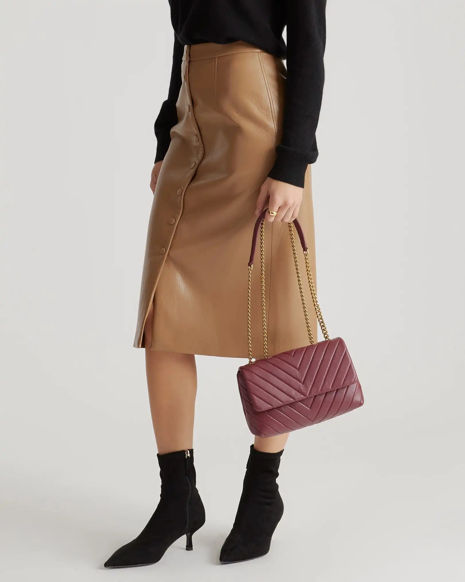Italian Leather Quilted Convertible Crossbody