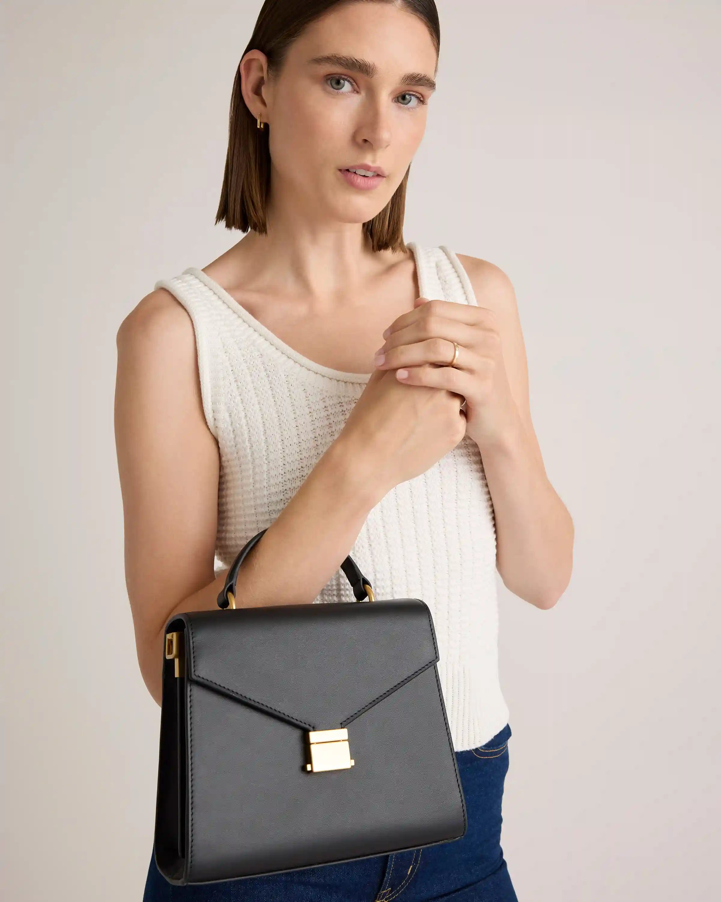 Italian Leather Top Handle Crossbody Satchel