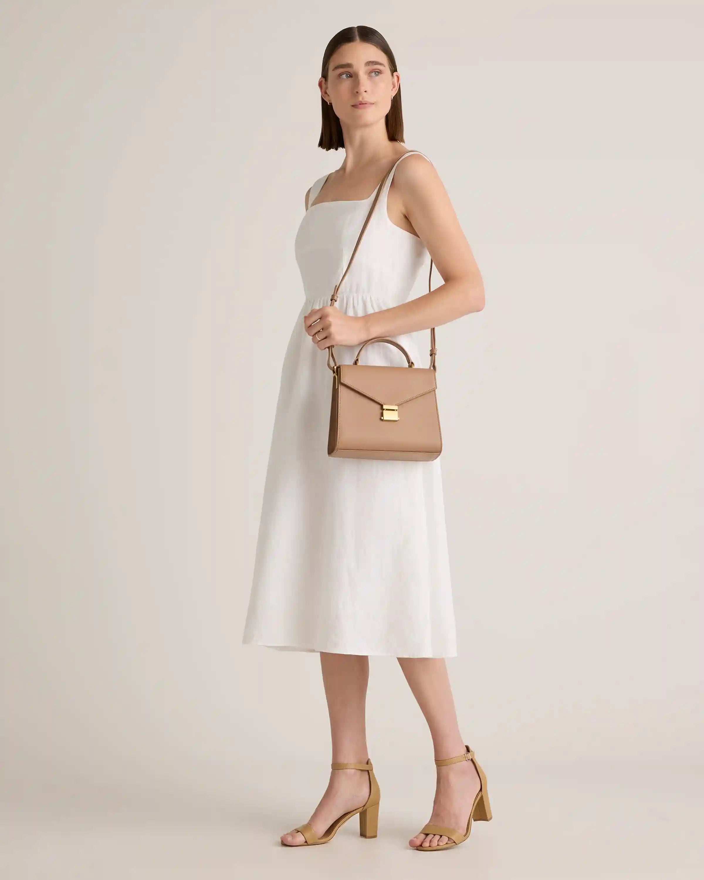 Italian Leather Top Handle Crossbody Satchel