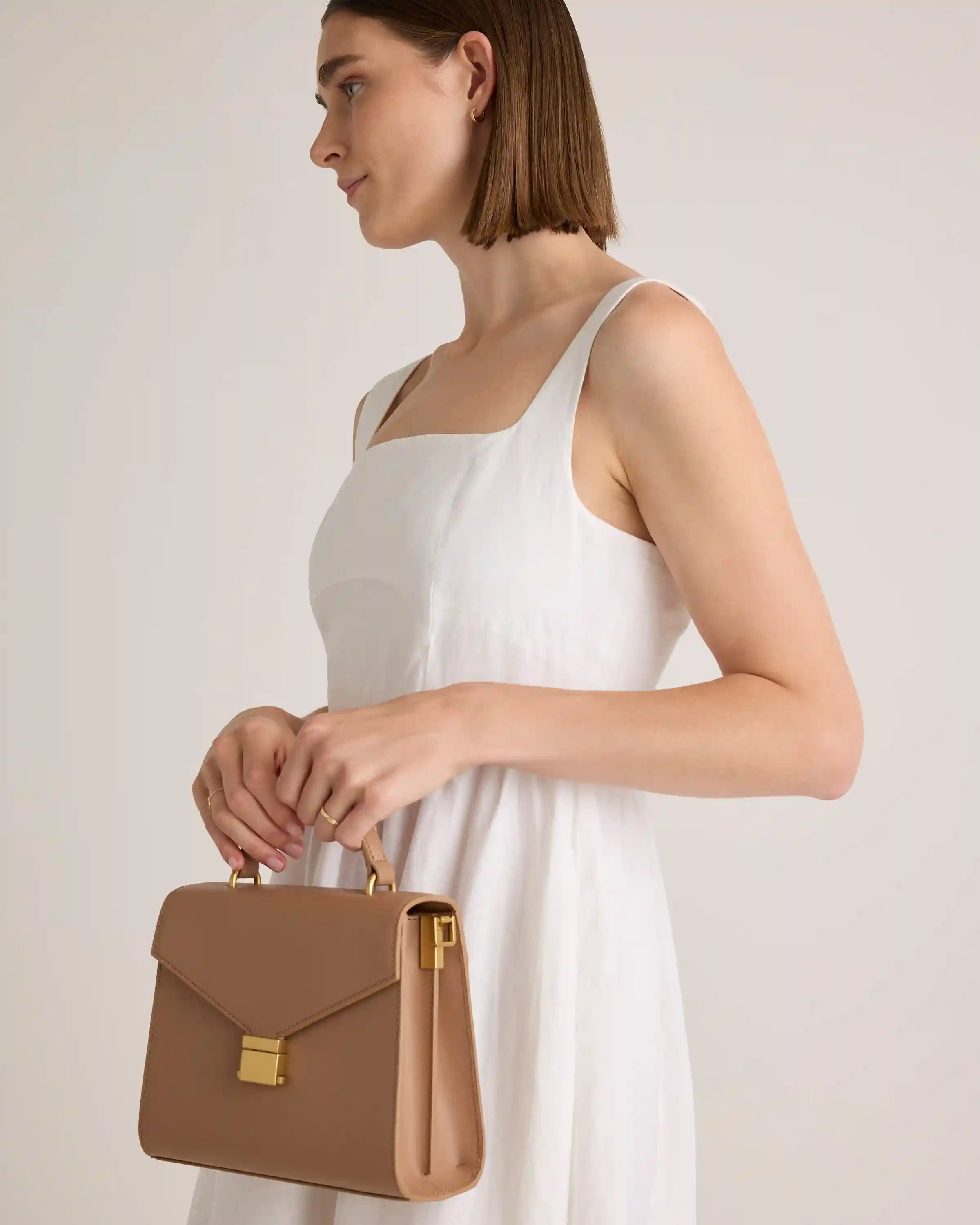 Italian Leather Top Handle Crossbody Satchel