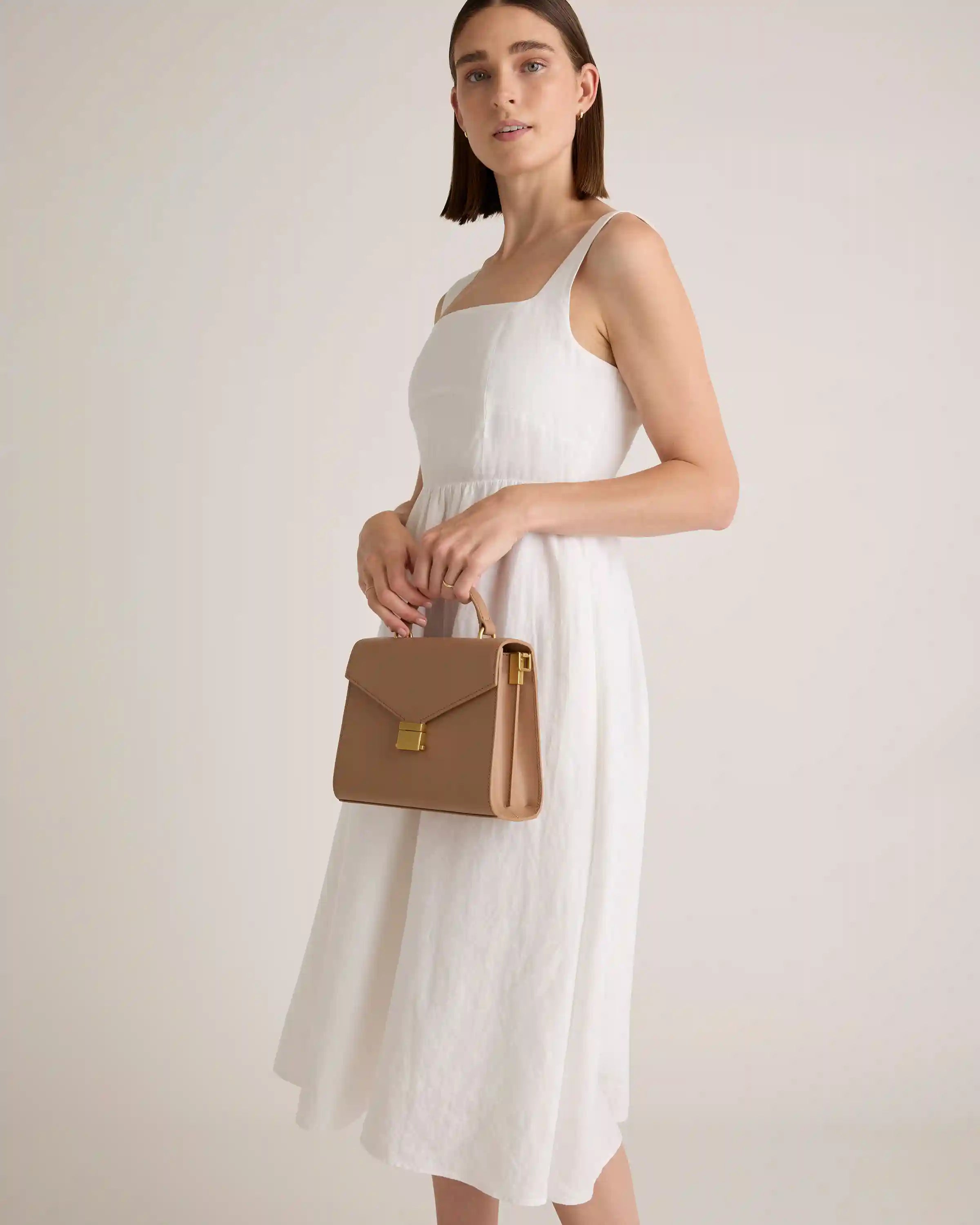 Italian Leather Top Handle Crossbody Satchel