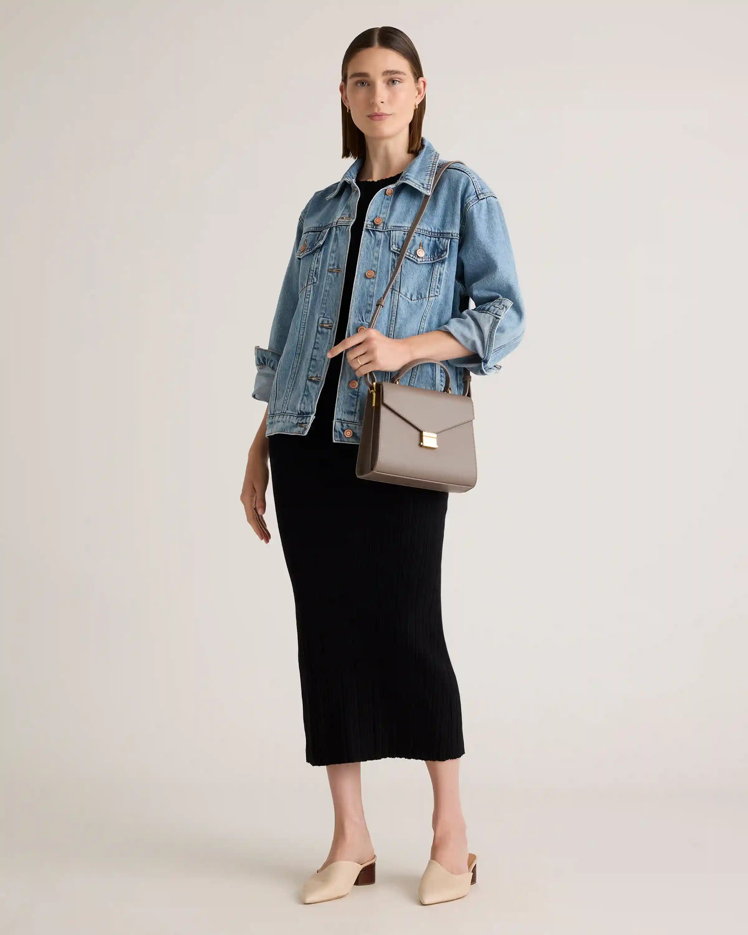 Italian Leather Top Handle Crossbody Satchel