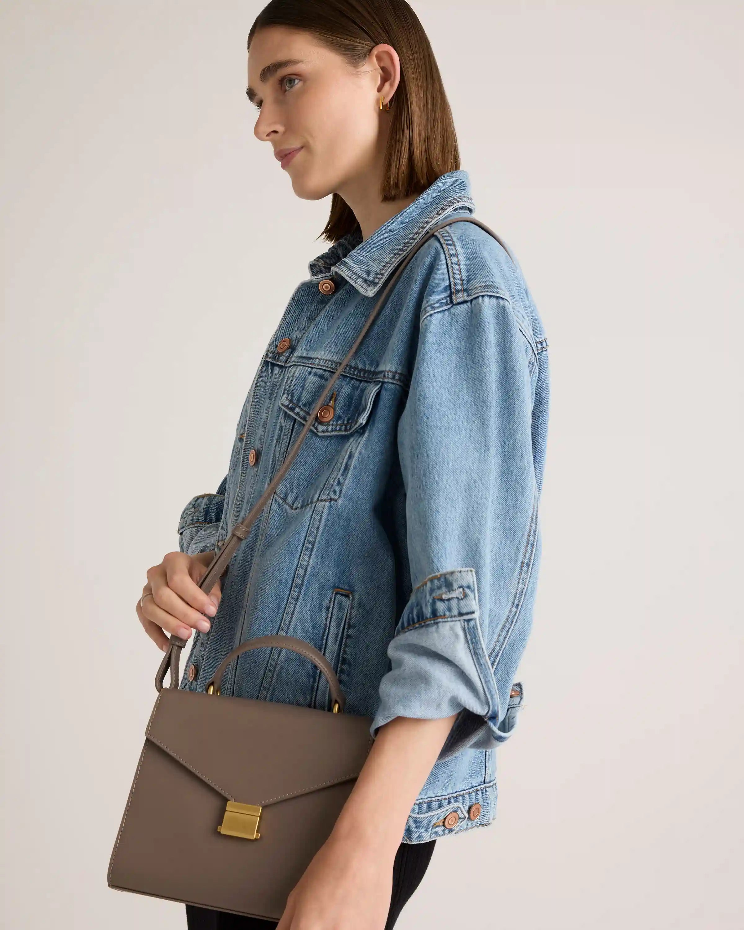 Italian Leather Top Handle Crossbody Satchel