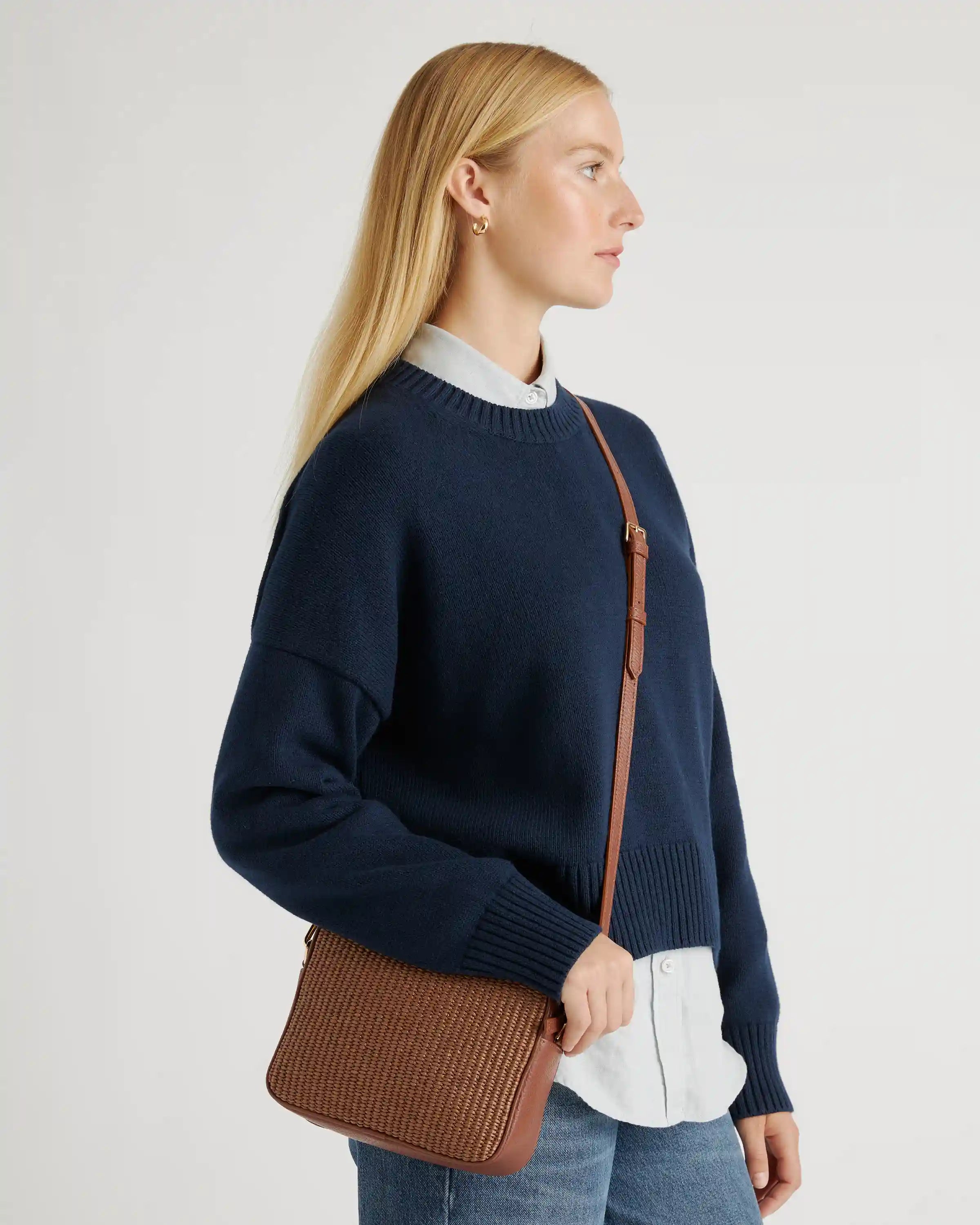 Gemma Raffia & Leather Crossbody