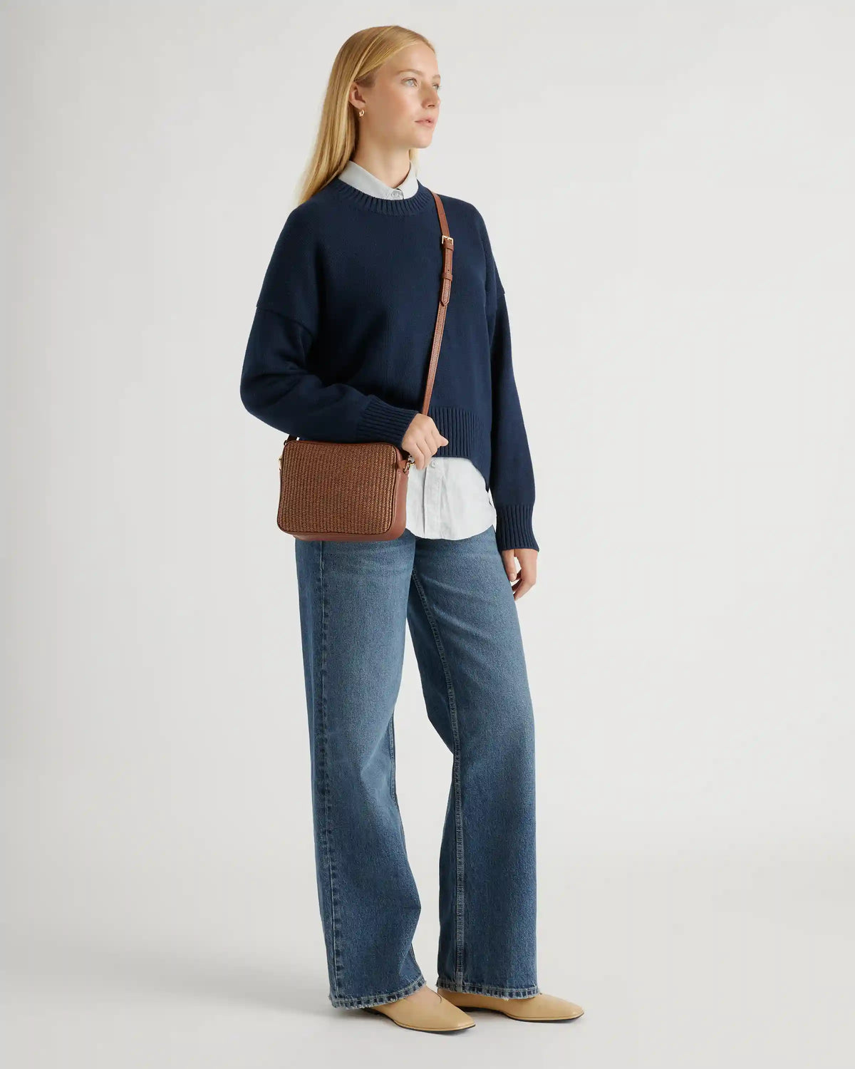 Gemma Raffia & Leather Crossbody