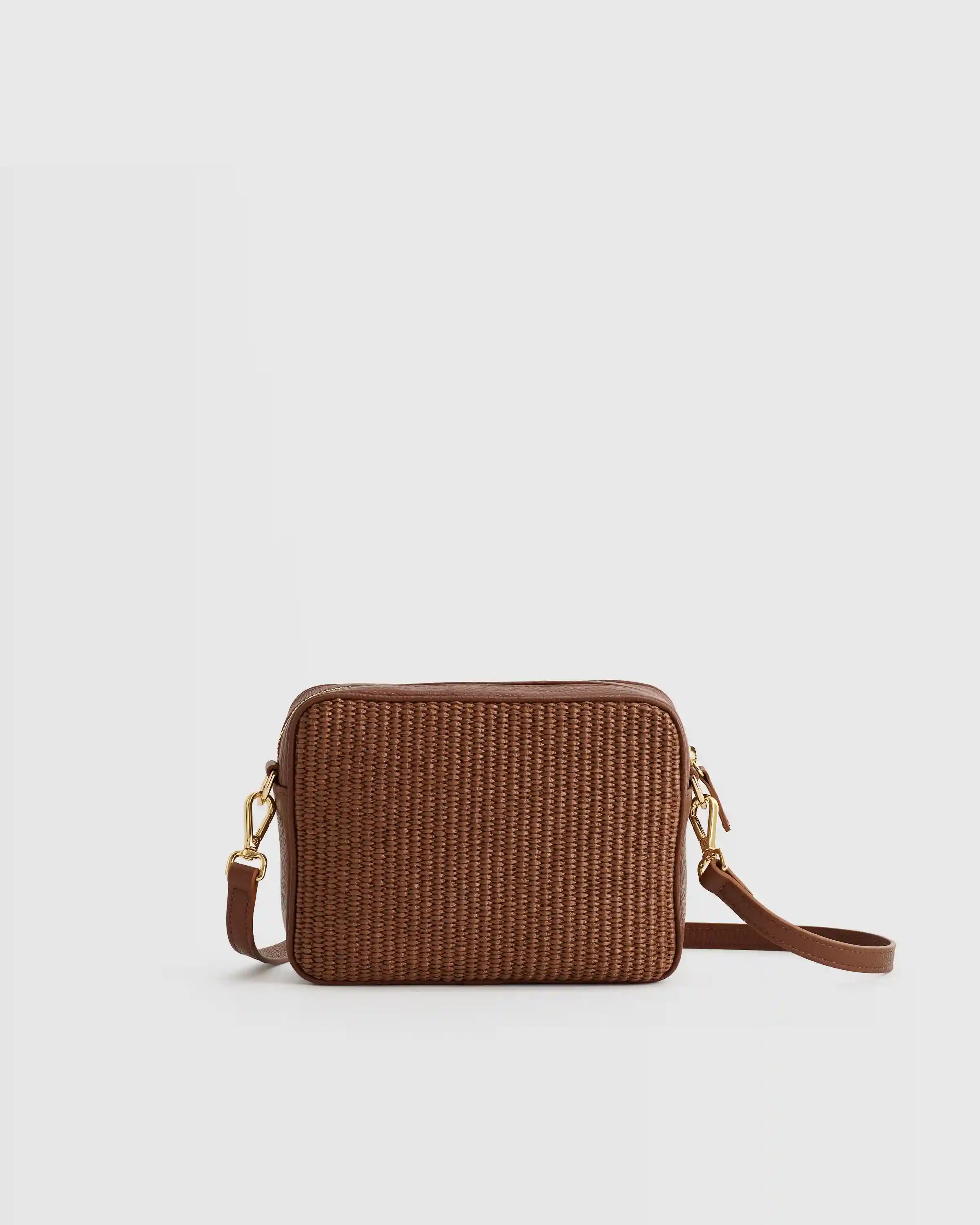 Gemma Raffia & Leather Crossbody