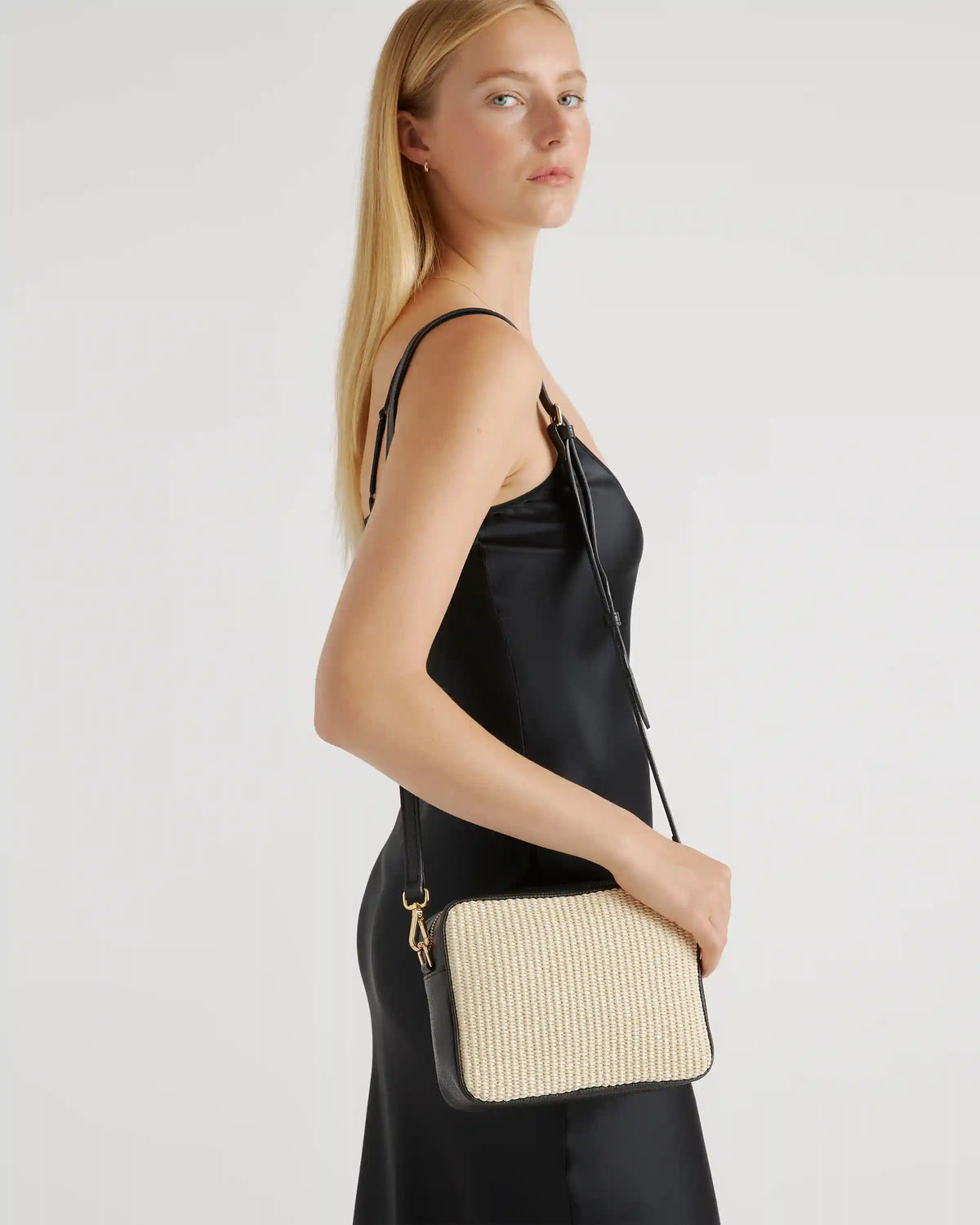 Gemma Raffia & Leather Crossbody