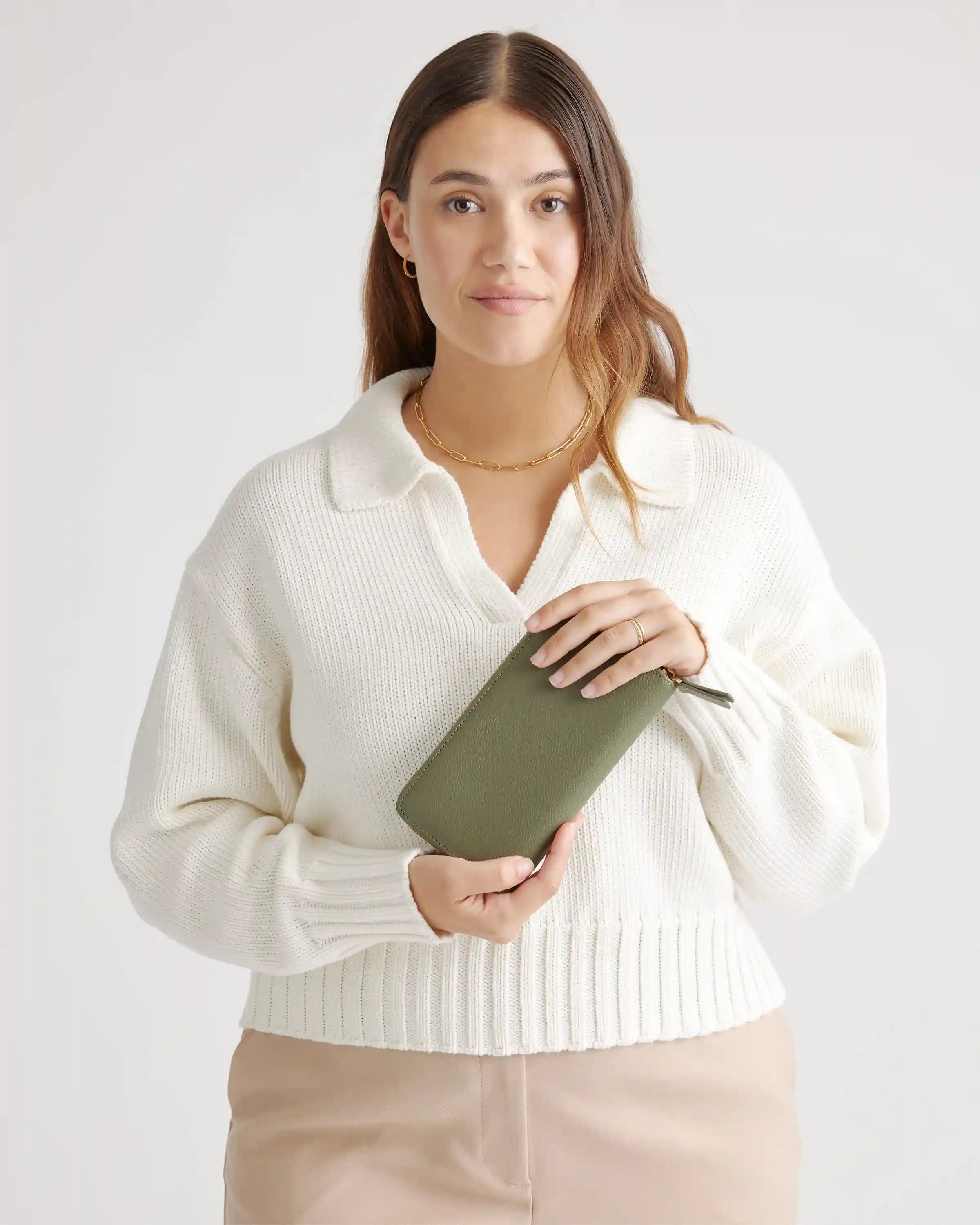 Italian Pebbled Leather Continental Wallet