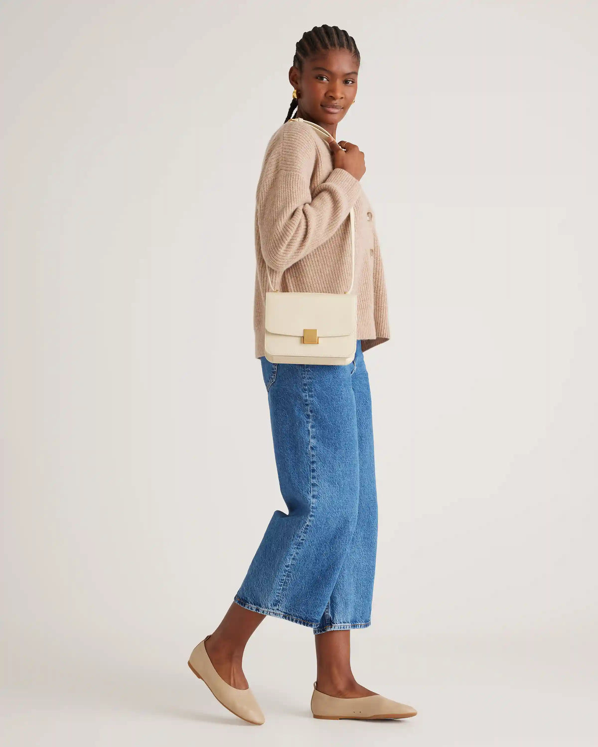 Italian Leather Box Shoulder Bag