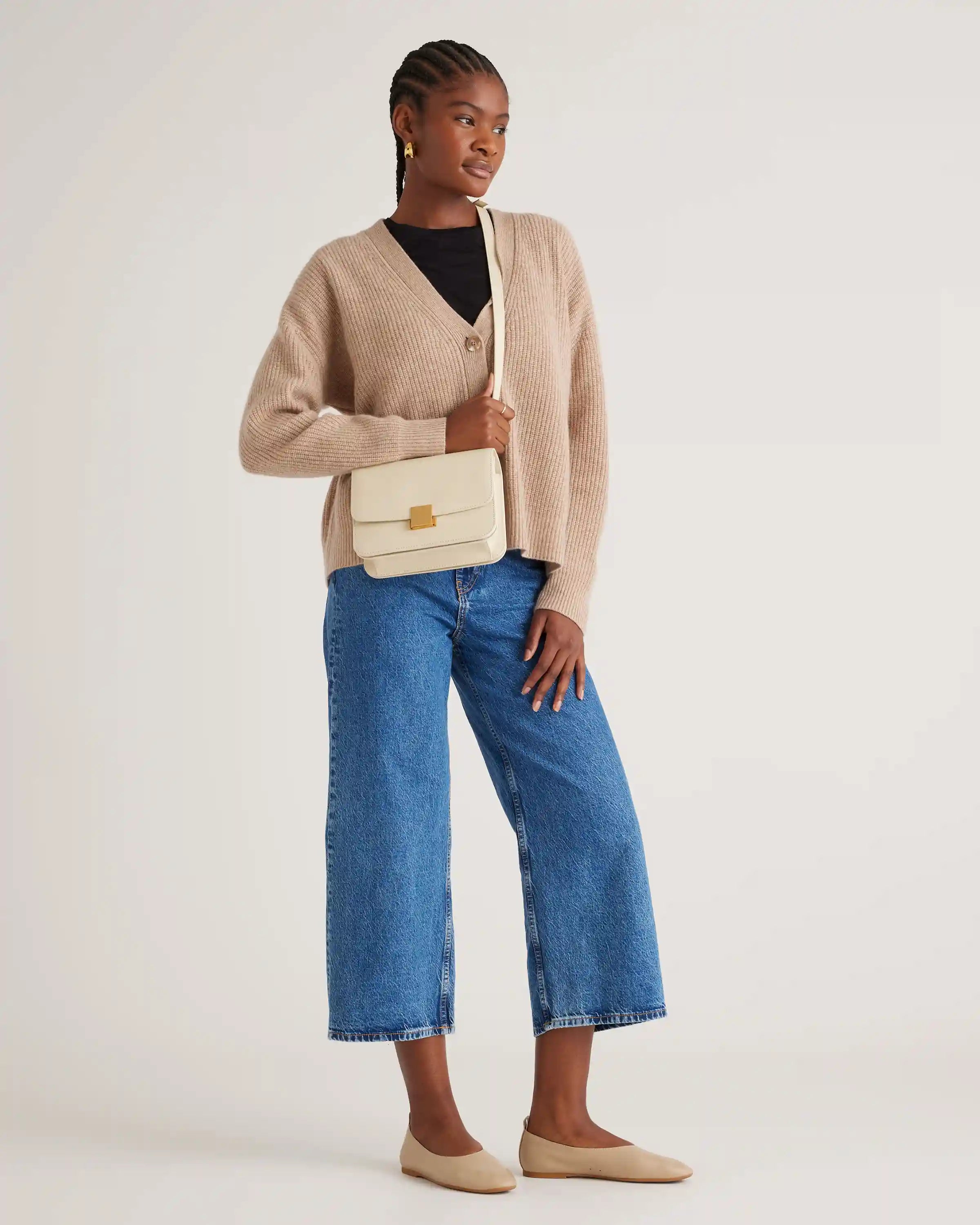 Italian Leather Box Shoulder Bag