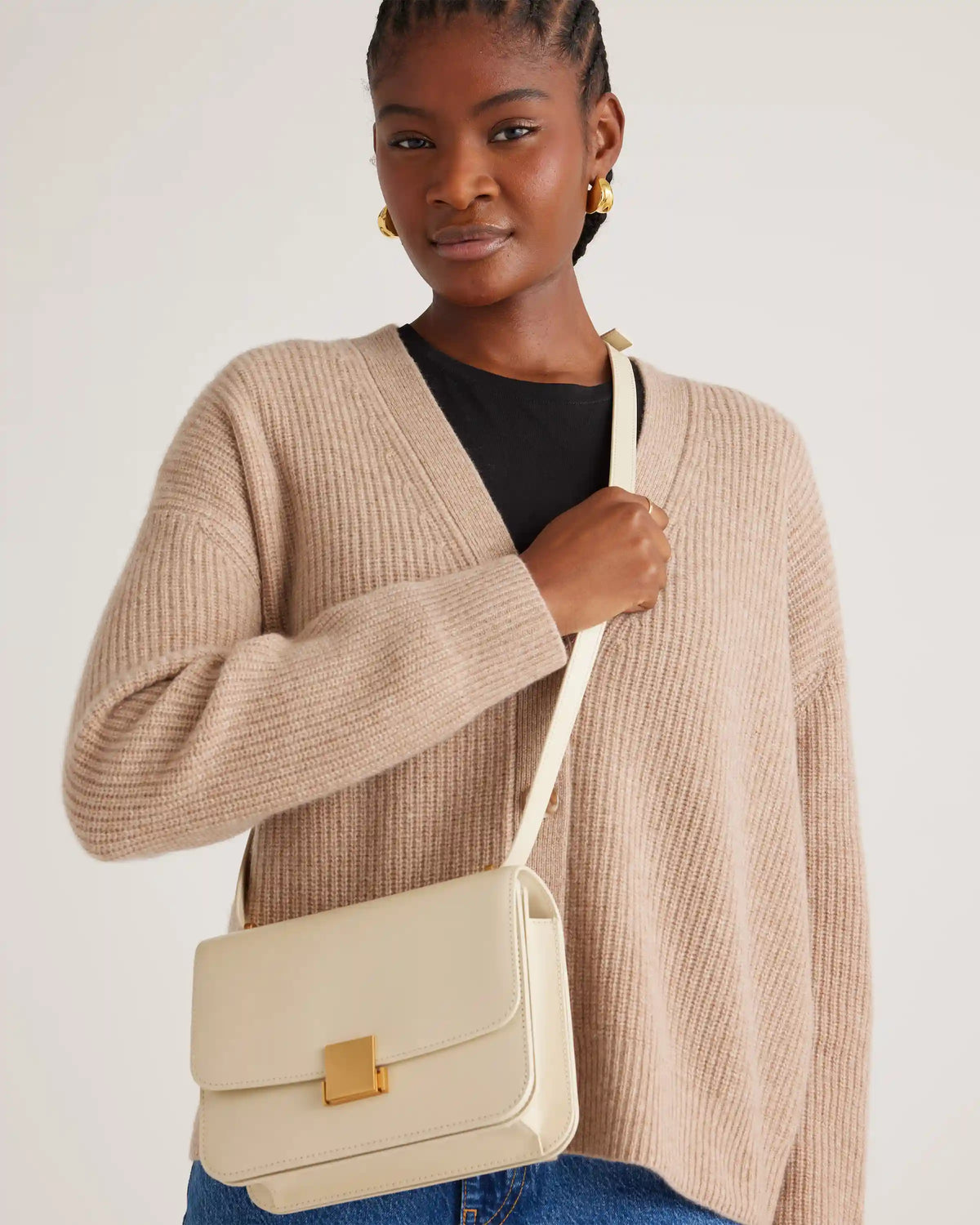 Italian Leather Box Shoulder Bag