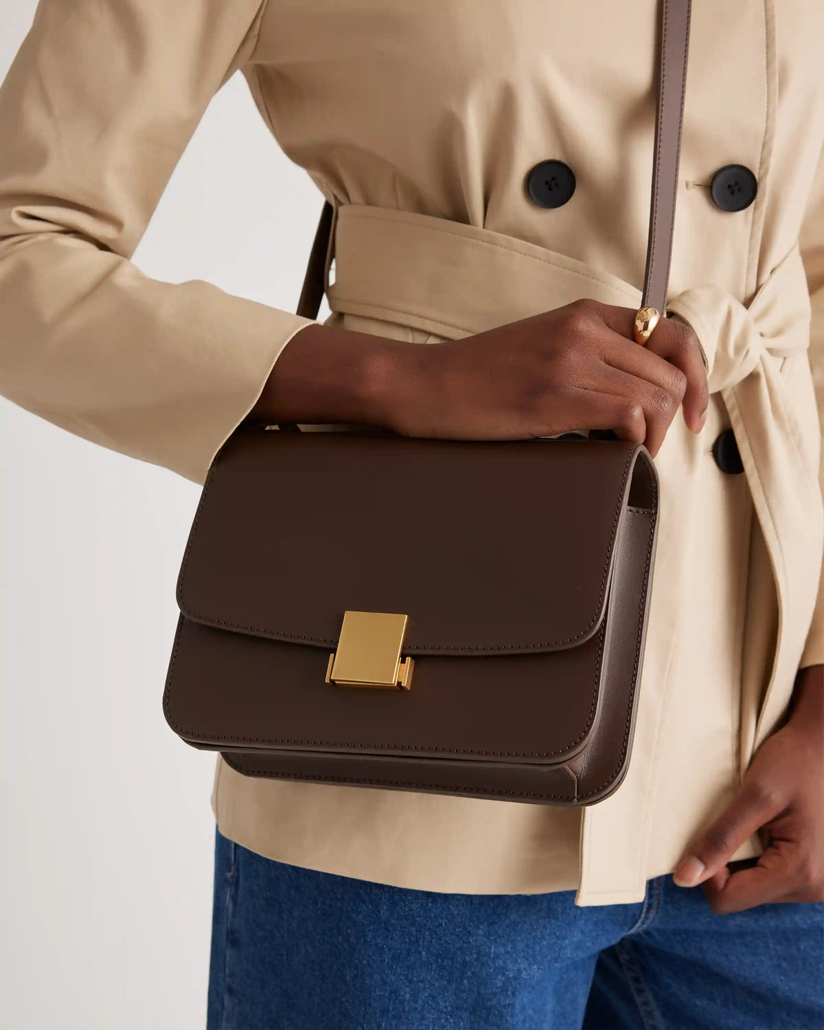Italian Leather Box Shoulder Bag