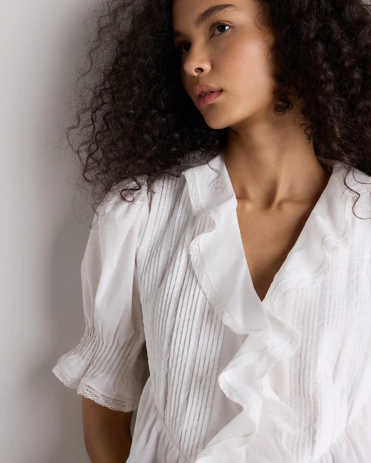 Organic Cotton Voile Short Sleeve Peasant Blouse