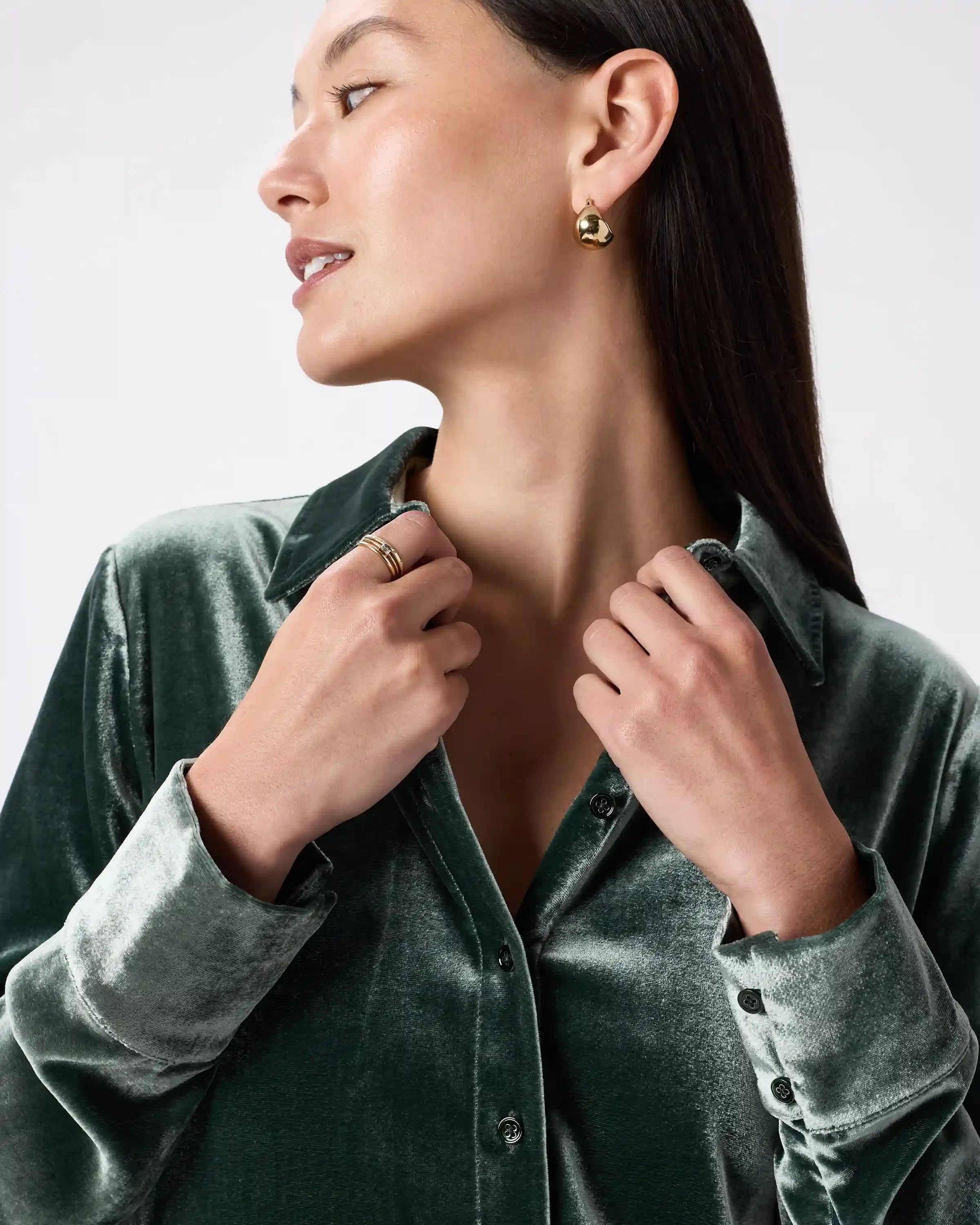 Stretch Silk Velvet Long Sleeve Shirt