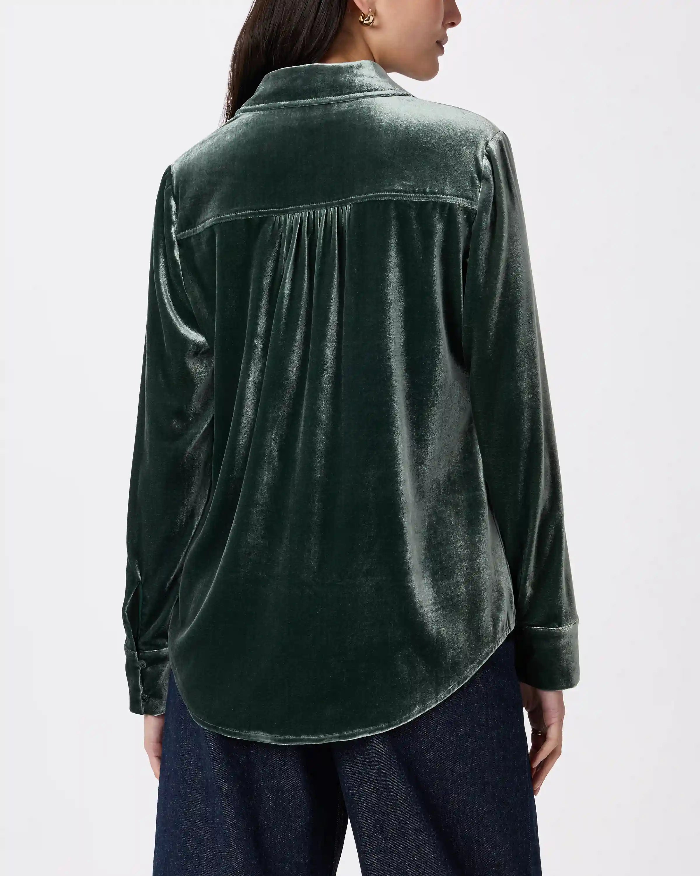 Stretch Silk Velvet Long Sleeve Shirt