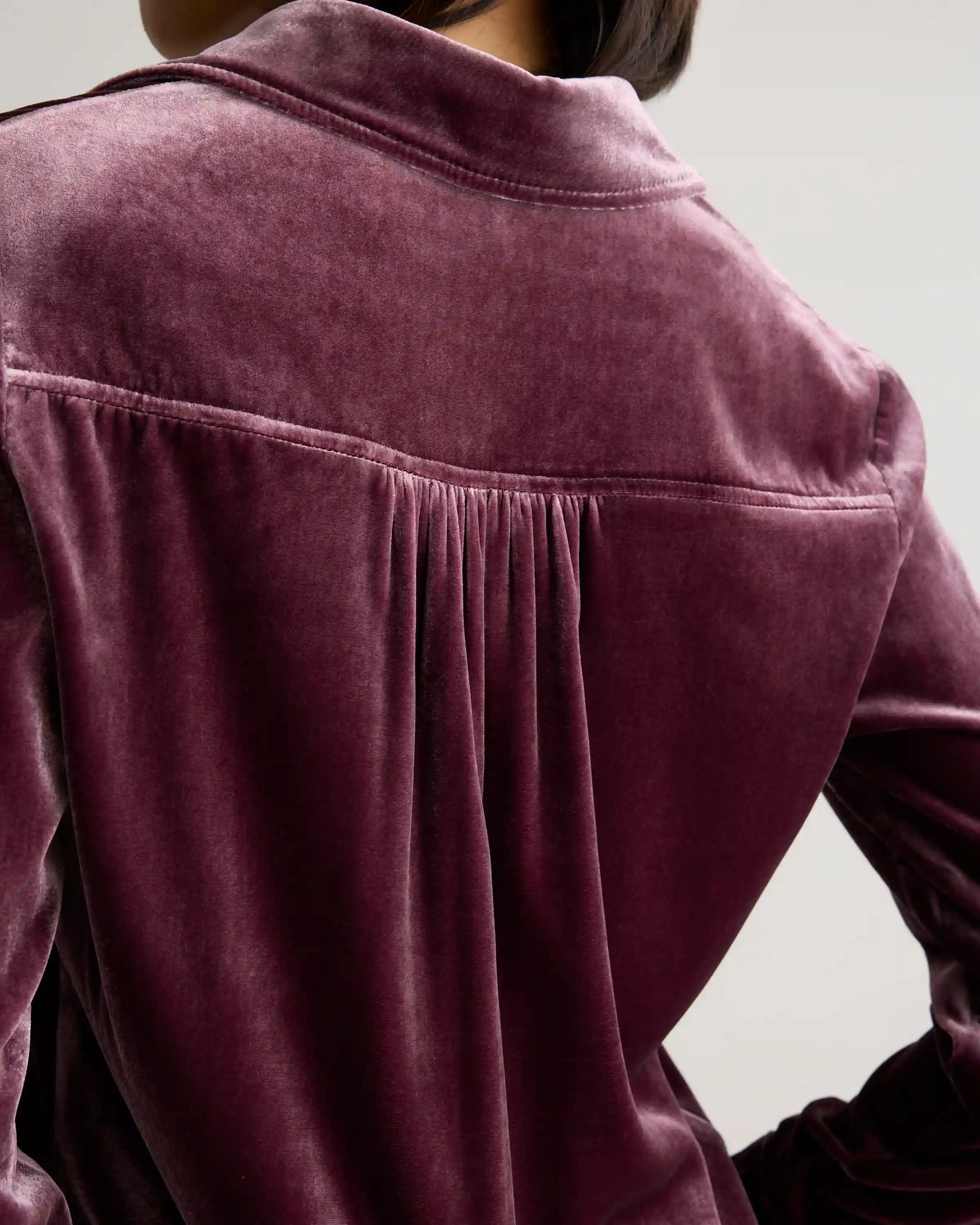 Stretch Silk Velvet Long Sleeve Shirt