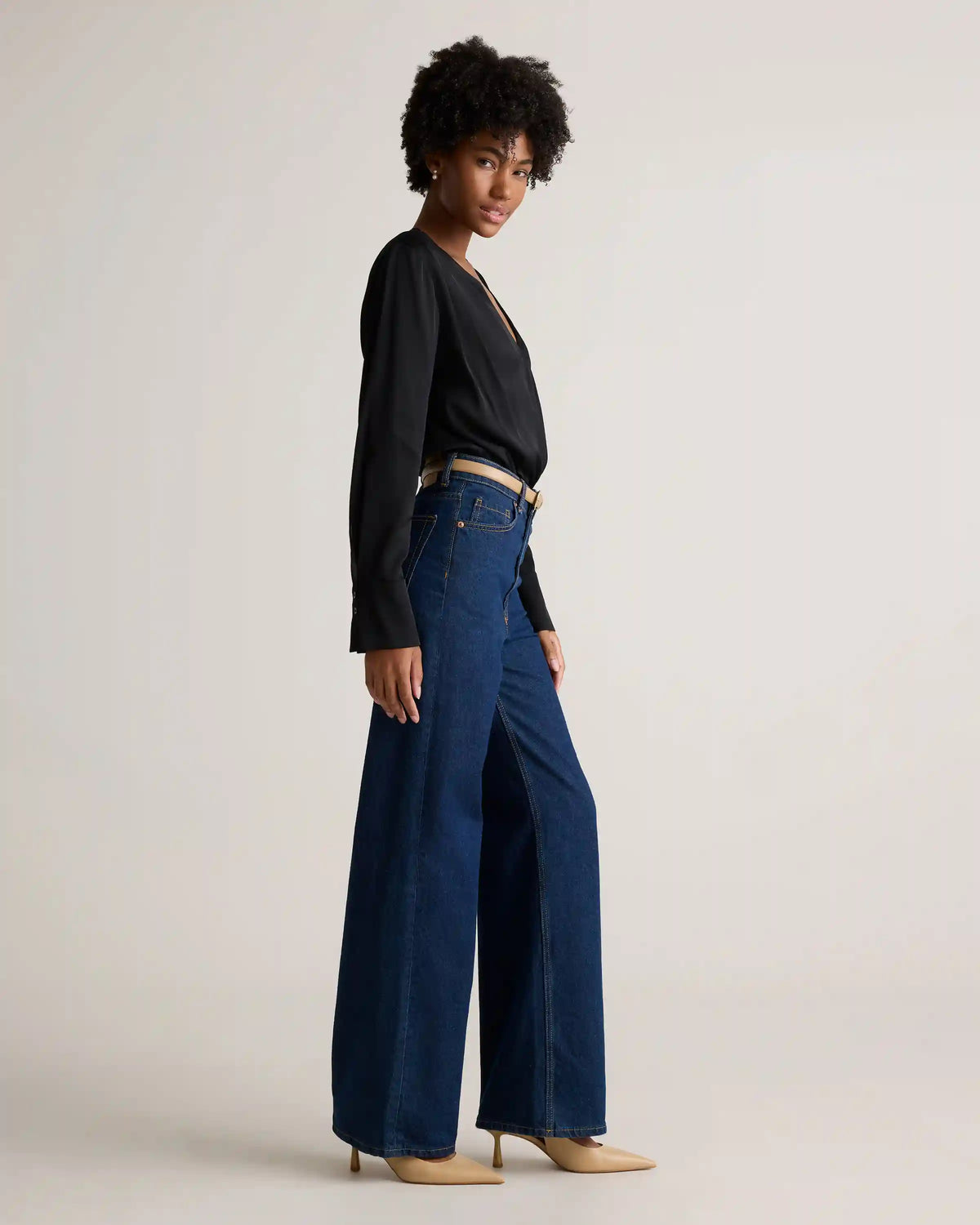 Washable Stretch Silk Surplice Bodysuit