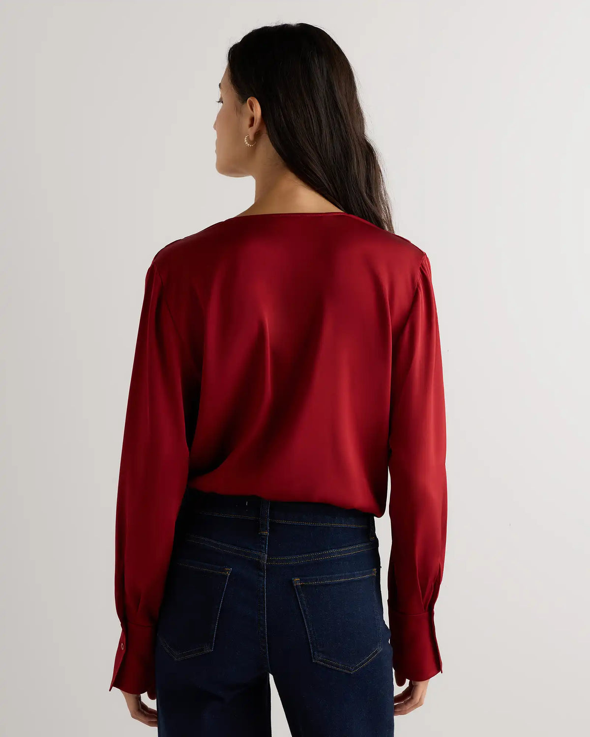 Washable Stretch Silk Surplice Bodysuit