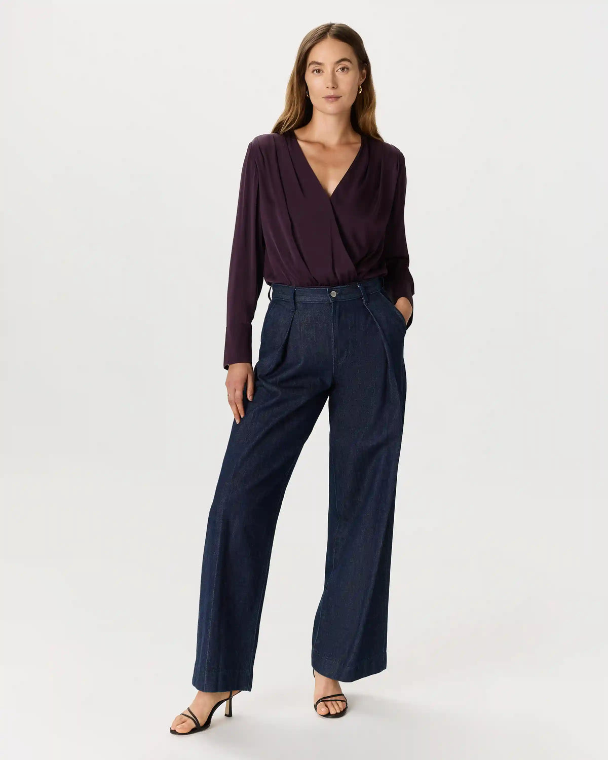 Washable Stretch Silk Surplice Bodysuit