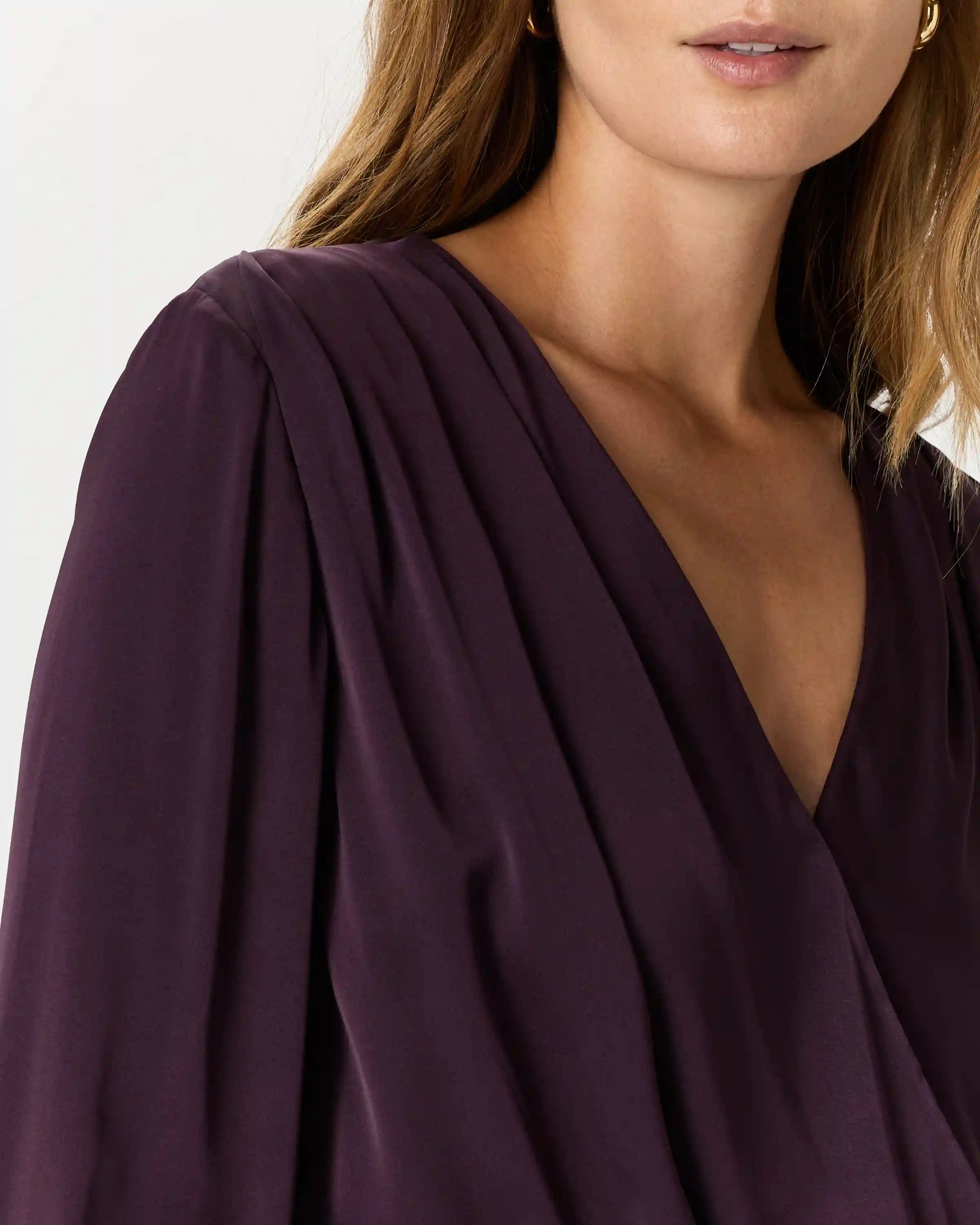 Washable Stretch Silk Surplice Bodysuit