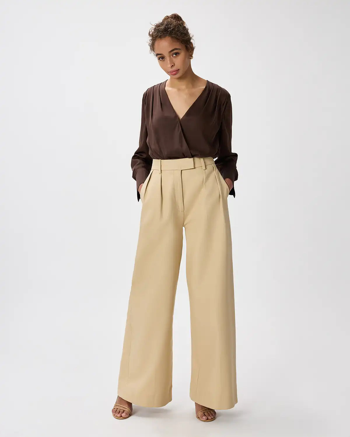 Washable Stretch Silk Surplice Bodysuit