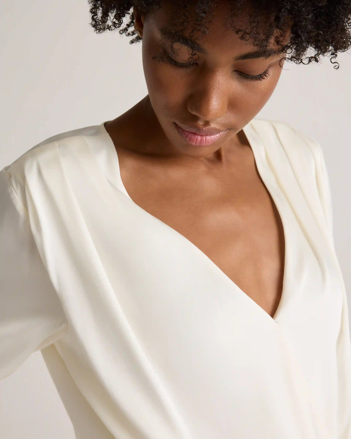 Washable Stretch Silk Surplice Bodysuit