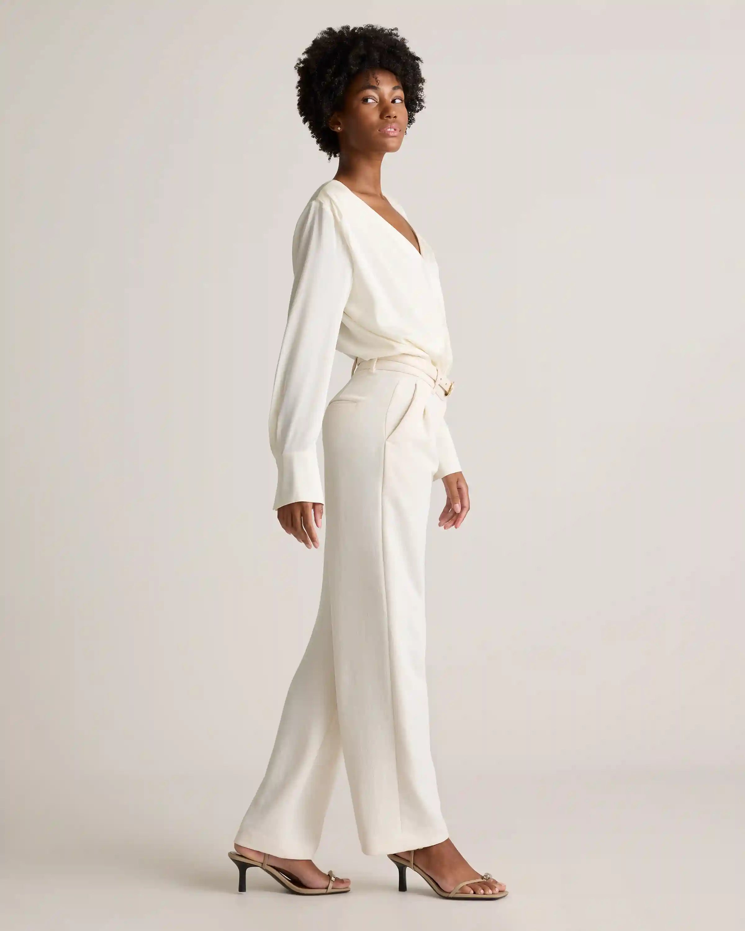 Washable Stretch Silk Surplice Bodysuit