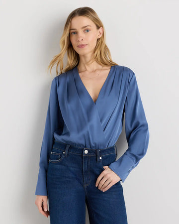 Washable Stretch Silk Surplice Bodysuit