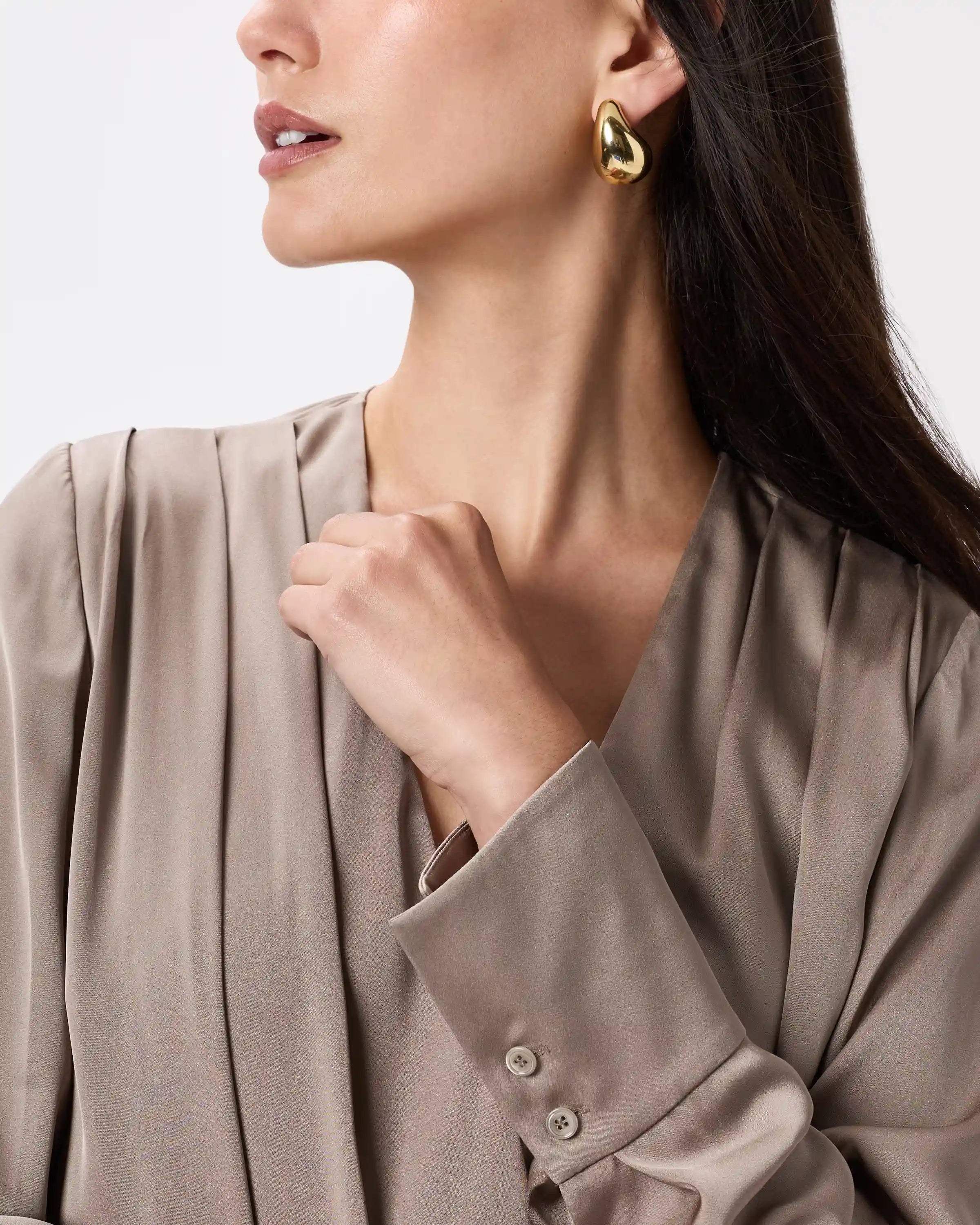 Washable Stretch Silk Surplice Bodysuit