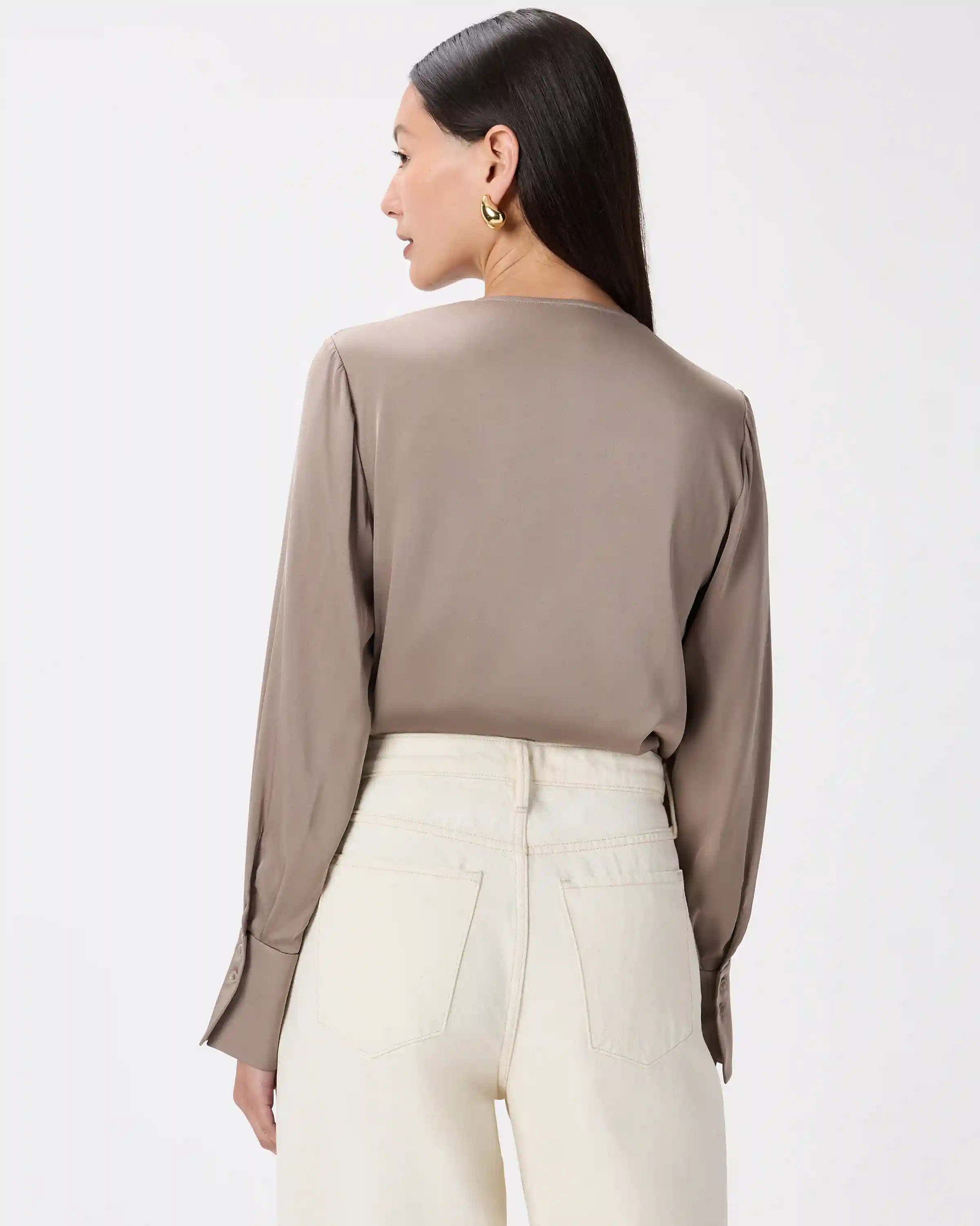 Washable Stretch Silk Surplice Bodysuit