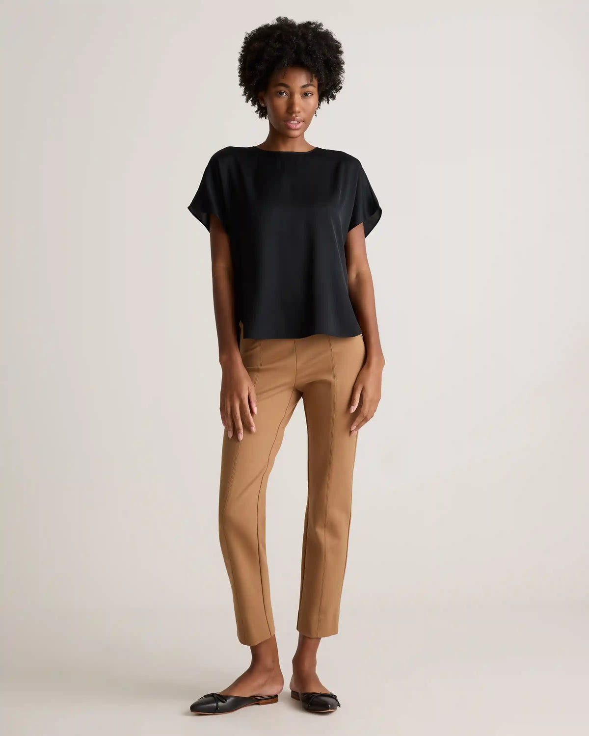Washable Stretch Silk Split Hem Tee